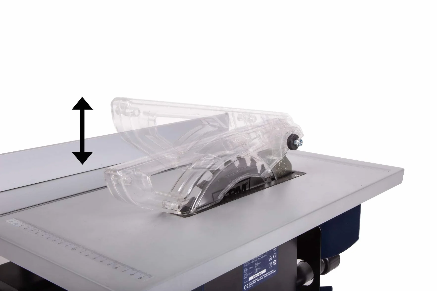 FERM Sega da Tavolo 800W. Include Lama per Sega ø 200 mm 24 denti, guida parallela, chiave inglese e collegamento aspirapolvere