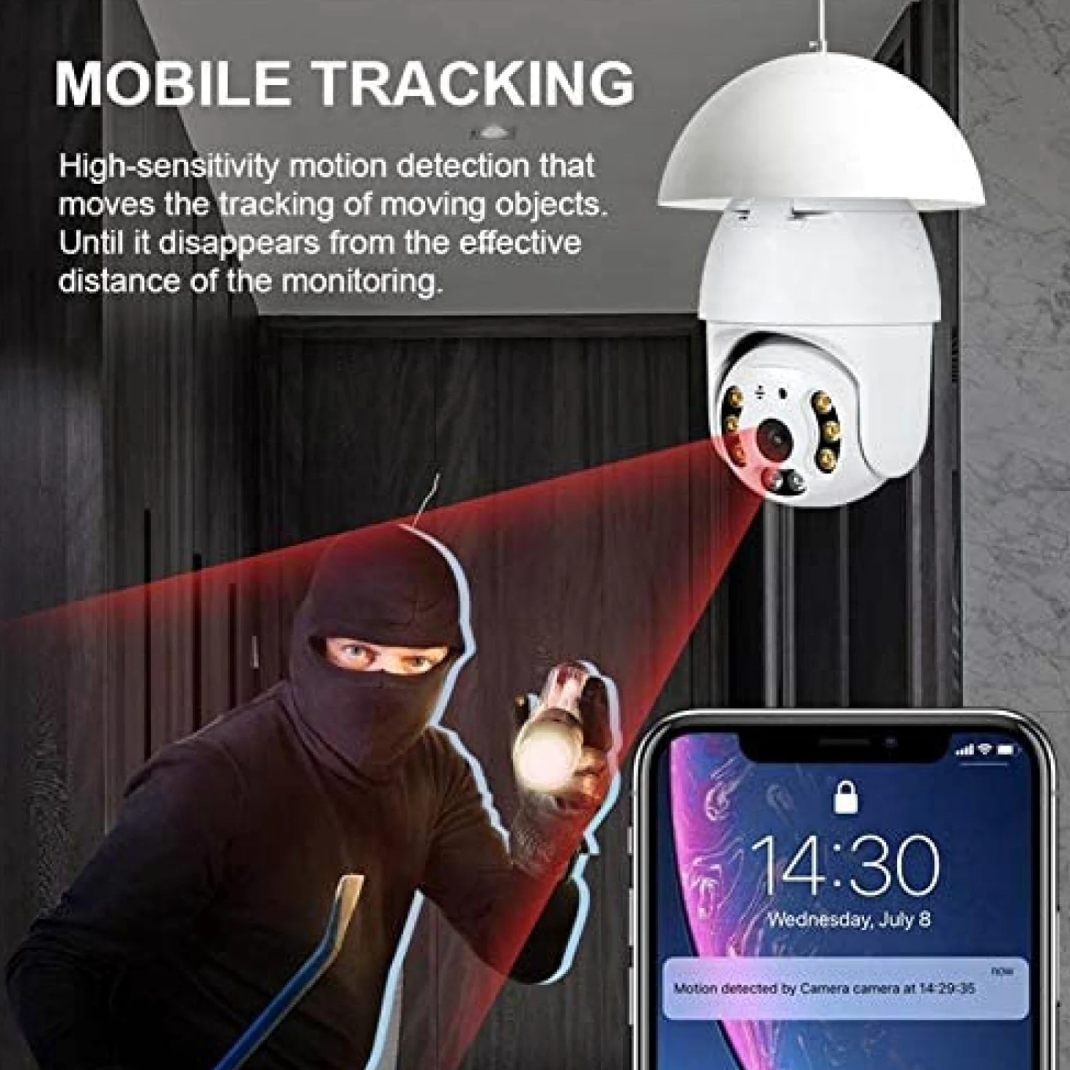 Telecamera con lampadina WiFi E27, lampada per telecamera di sicurezza PTZ Tuya Smart Life da 3 MP con visione notturna a piena luce, conversazione bidirezionale, monitoraggio automatico, vi