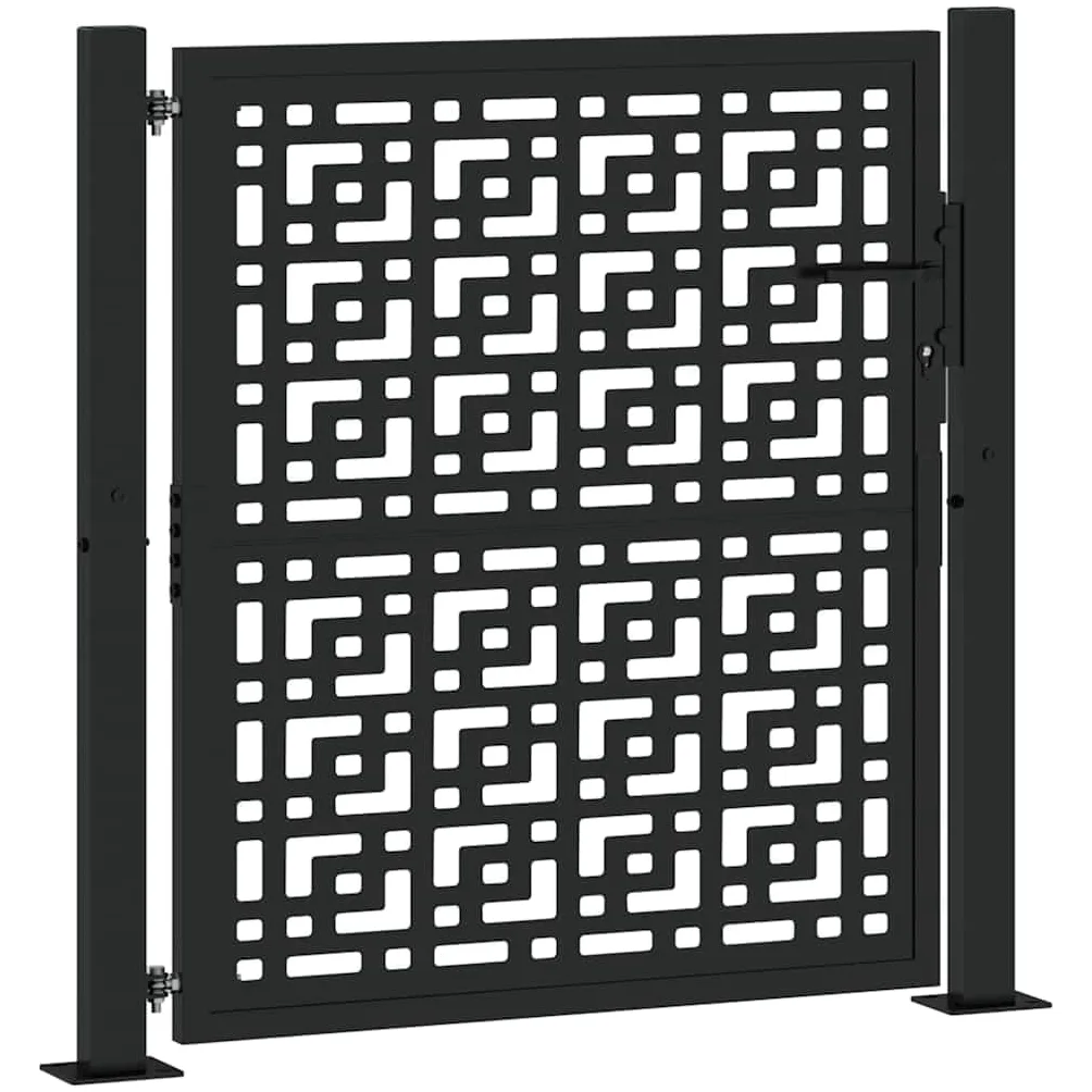 vidaXL Cancello Giardino Nero 100x100 cm in Acciaio Design a Croce, cancello della Recinzione, cancello Esterno, cancello del Metallo