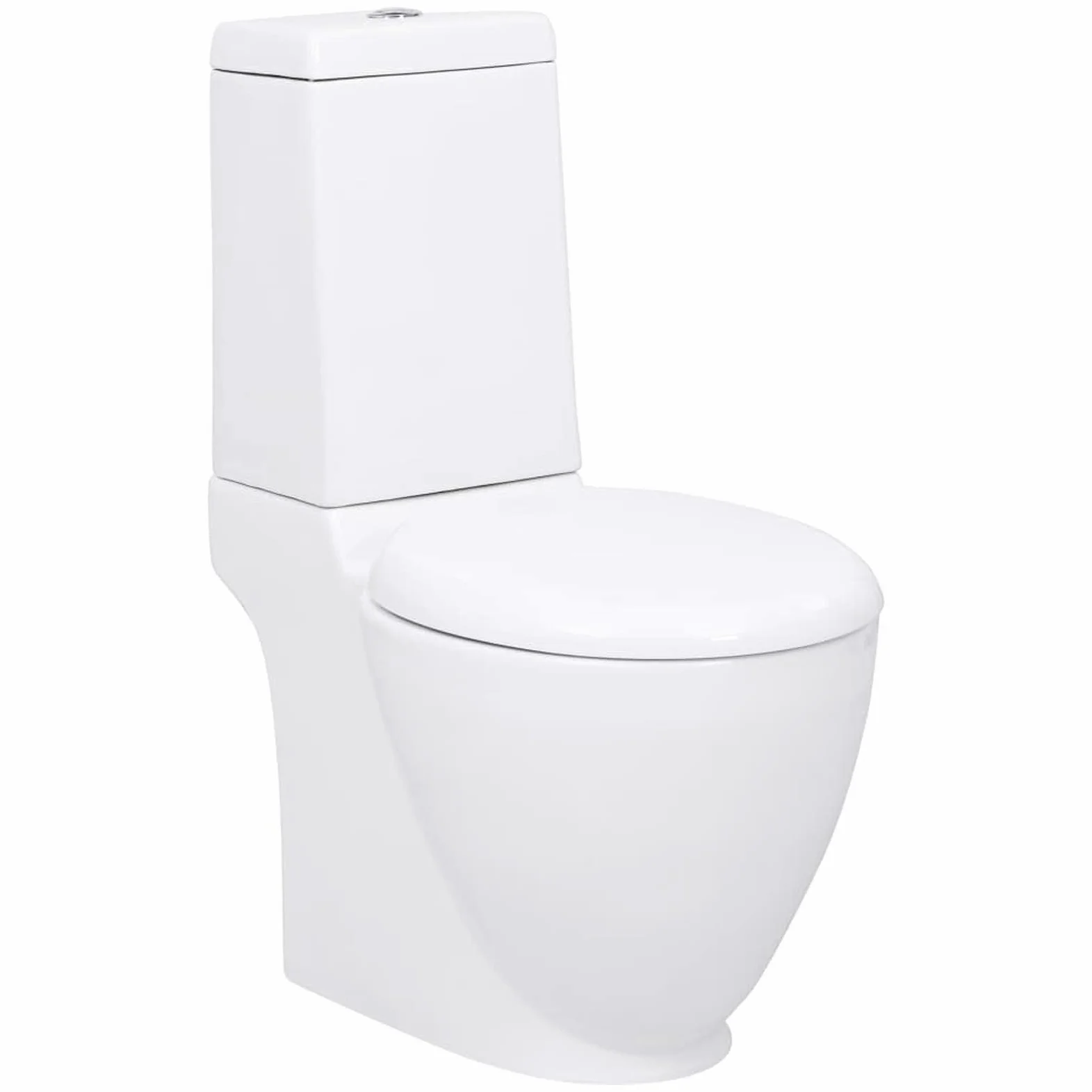 Homgoday Vaso WC in Ceramica da Bagno Rotondo Base con Scarico Bianco, Mobili per Casa Interno Esterno Soggiorno Camera da Letto