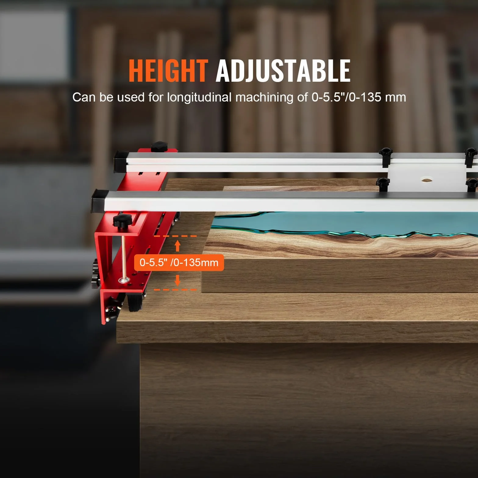 VEVOR Slitta per Fresatrice 1625 mm Slitta per Fresatrice Fai-da-Te Maschera per Appiattire Lastre Portatile, per Lavorazione del Legno per Appiattire Lastre, Rifilatura del Legno, Fai da Te per Casa