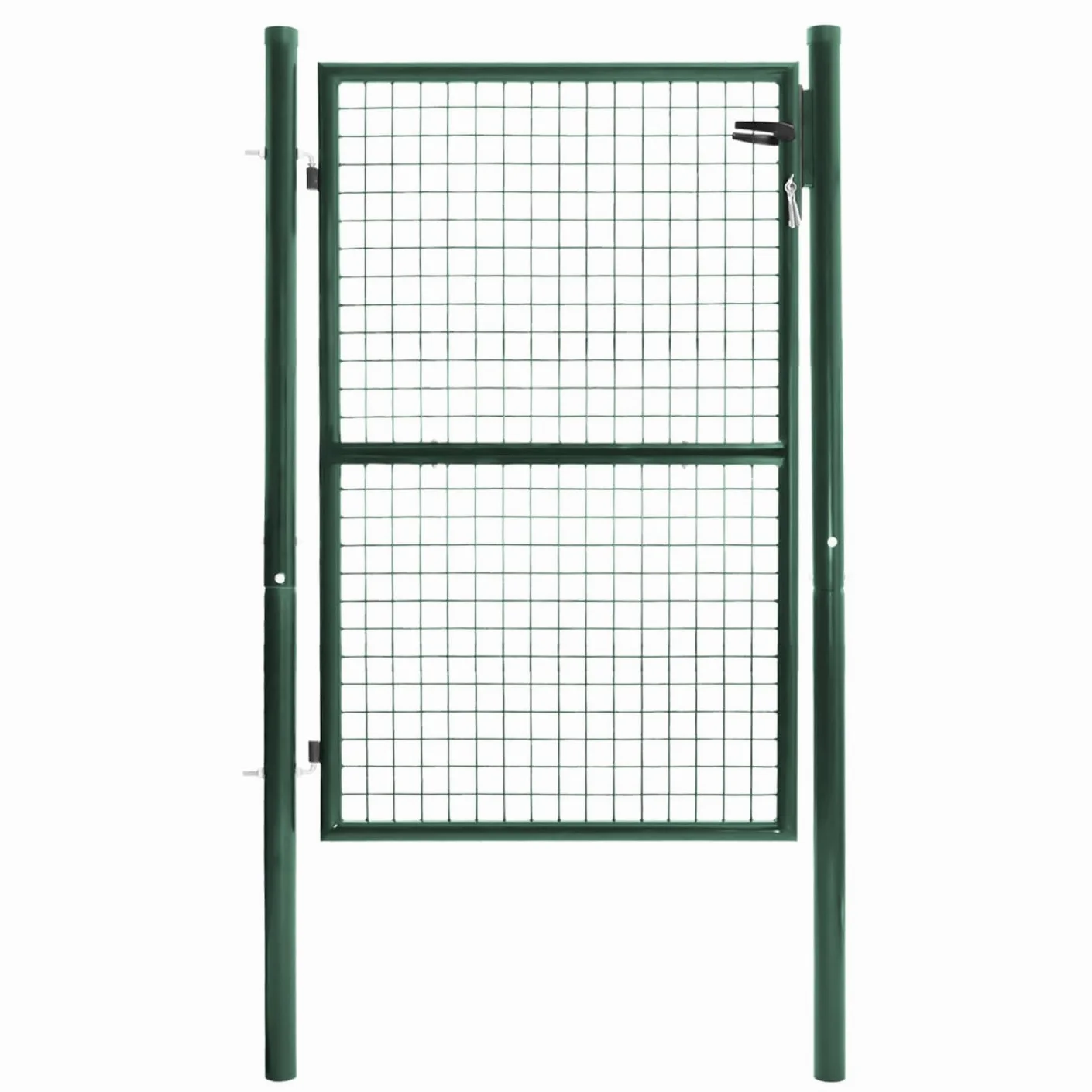 IDMarket - Cancello da giardino in acciaio verde 105 x 125 cm con serratura e maniglia