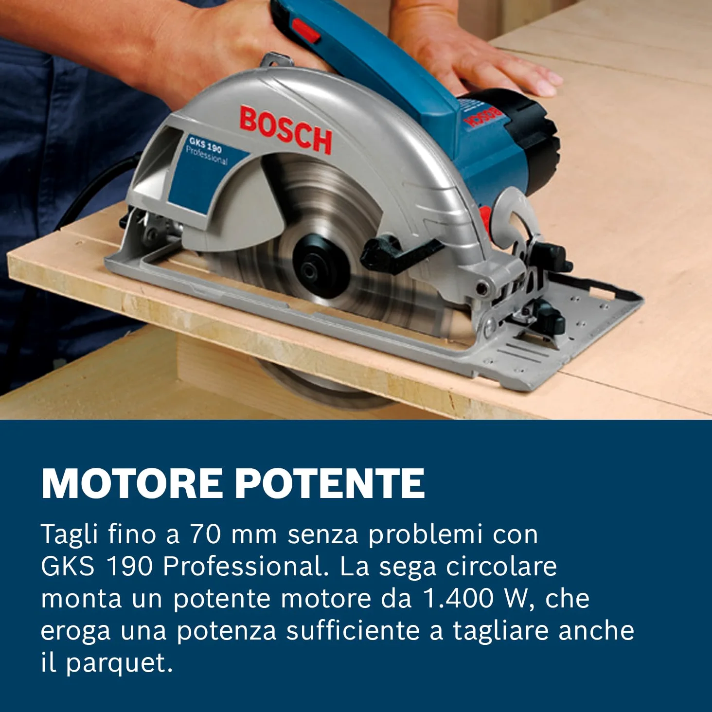 Bosch Professional Sega Circolare Gks 190 (Motore Da1400 Watt, Lama: 190 Mm, Profondità di Taglio: 70 Mm)