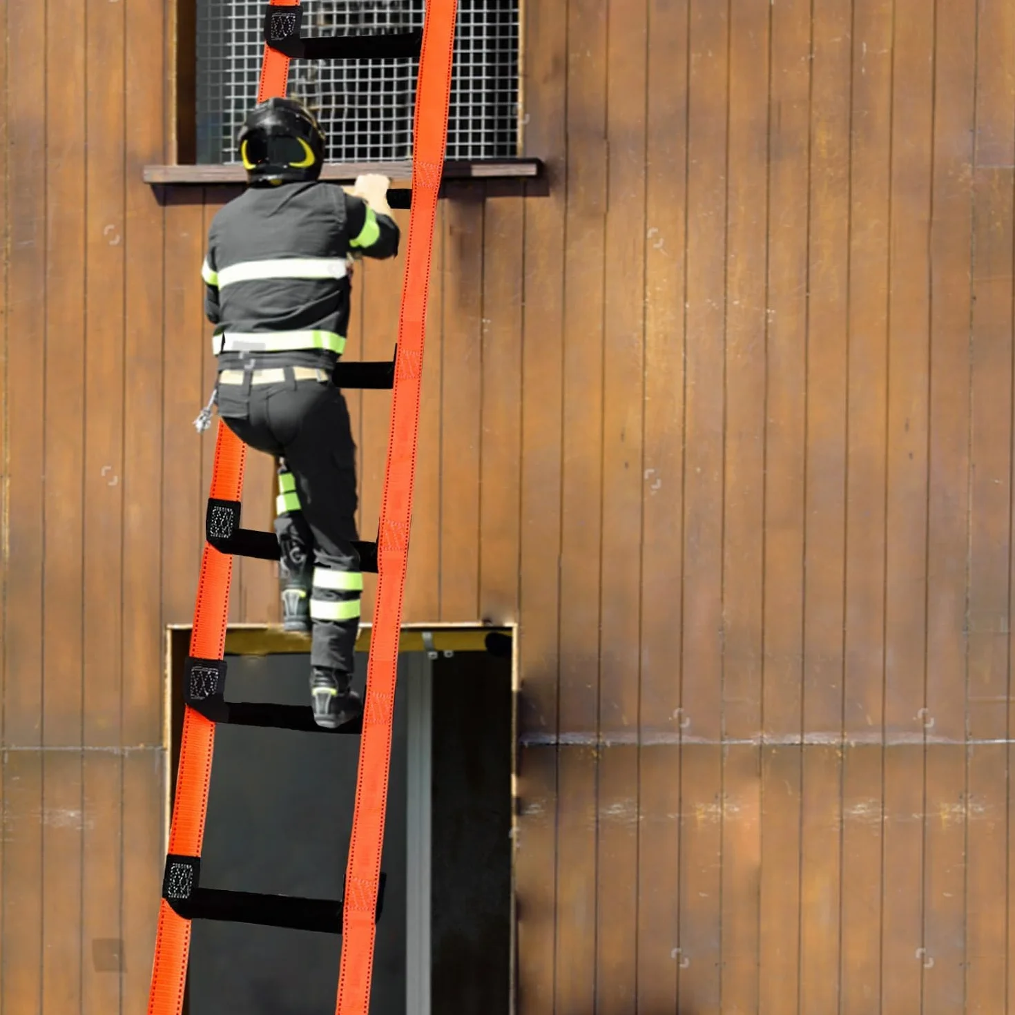 Scala di Salvataggio Resistente al Fuoco con 2 Moschettoni - Scala d'Emergenza Portatile, Portata Massima 600kg per Casa e Ufficio (15M)