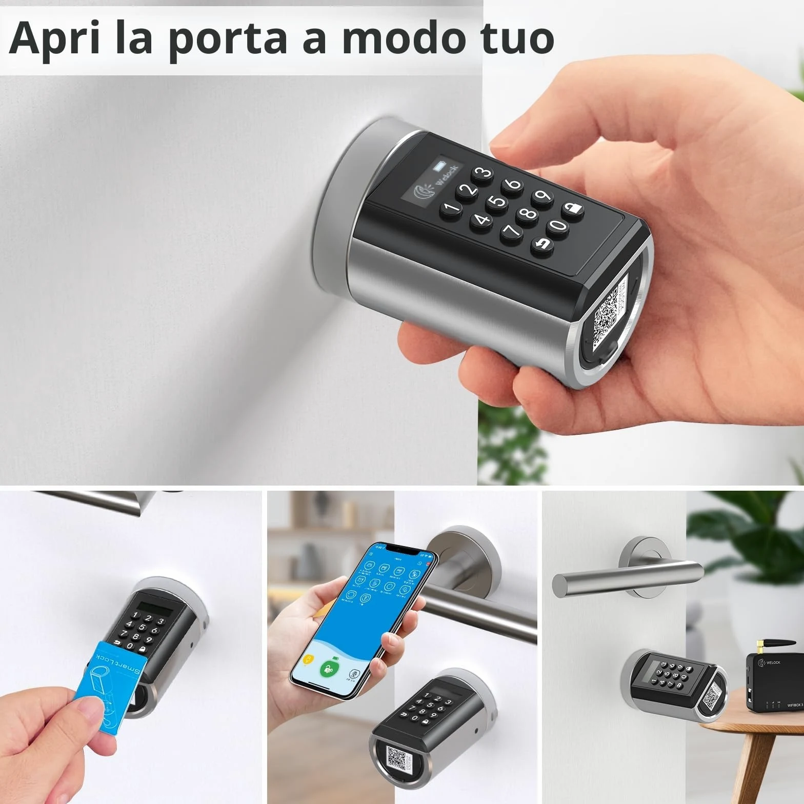 WELOCK PCBWIFIBOX Serratura Smart con WiFi e Password, RFID Card, serratura elettronica serratura porta blindata livello di impermeabilità IP65