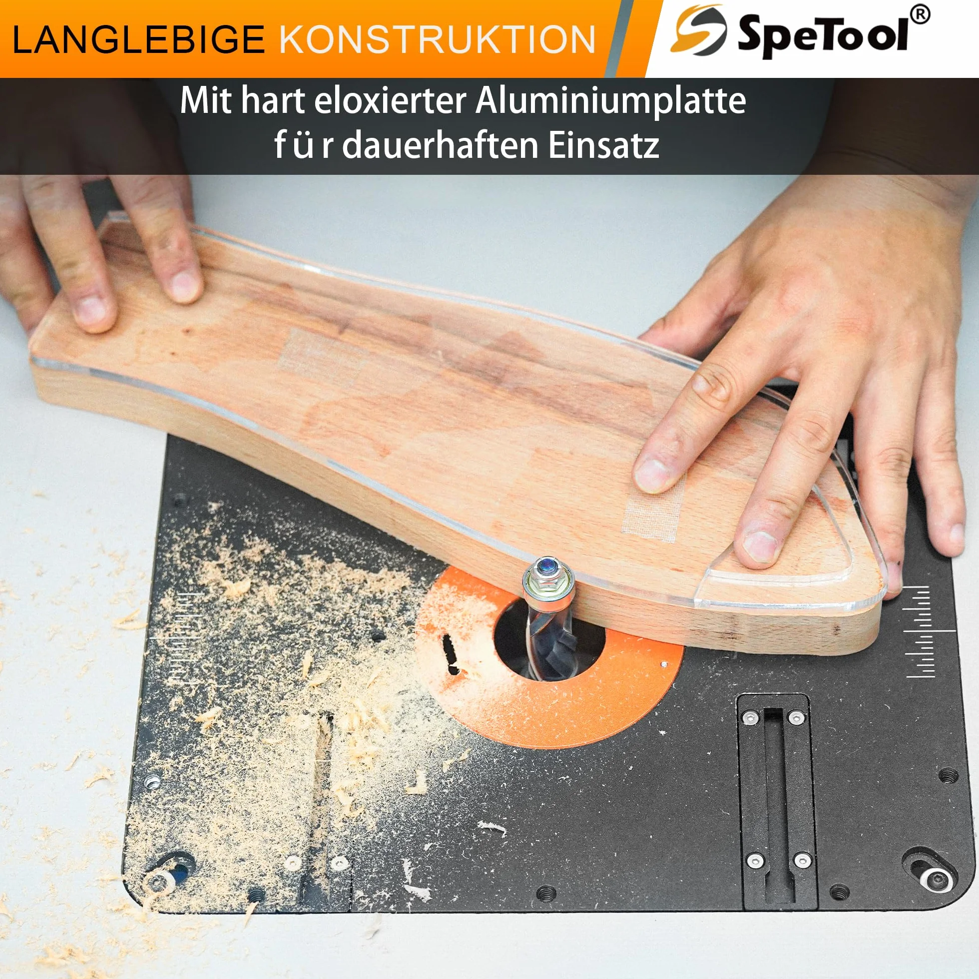 SpeTool Sollevatore per fresatura superiore con diametro da 65 mm a 107 mm, sollevatore superiore in alluminio con stencil fai da te e 3 anelli magnetici, 9-1/4" x 11-3/4" per la lavorazione del legno