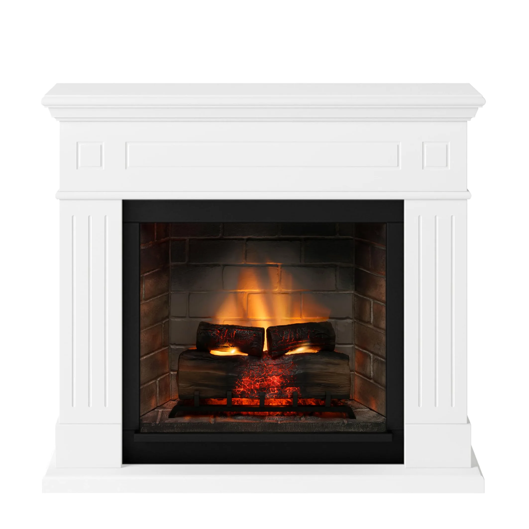 TAGU Larsen Camino Elettrico con PowerFlame 2, Riscaldatore e Termostato, Suono Crepitante, Wi-Fi e Luce Ambientale (Bianco Puro)