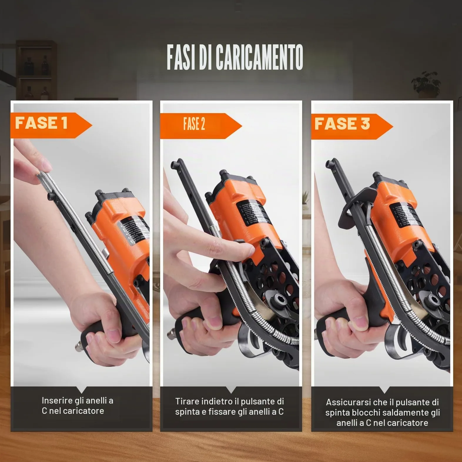 KAMSIN K-SC760 Pistola pneumatica ad anello a C, calibro 16, Diametro di chiusura di 3,0 mm Strumento di pinza per anelli di maiale a risparmio di manodopera per gabbie