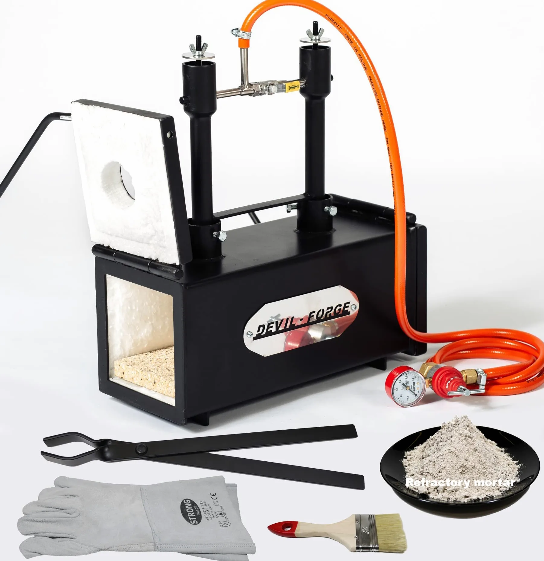 DEVIL-FORGE Forgia a Gas Propano DFPROF2+2D Fucina con 2 Bruciatori DFP (160.000 BTU) uso 1o2, 2 porte, Fabbricazione di Coltelli, Lavorazione dei Metalli, Fabbro, Maniscalco 1370°C
