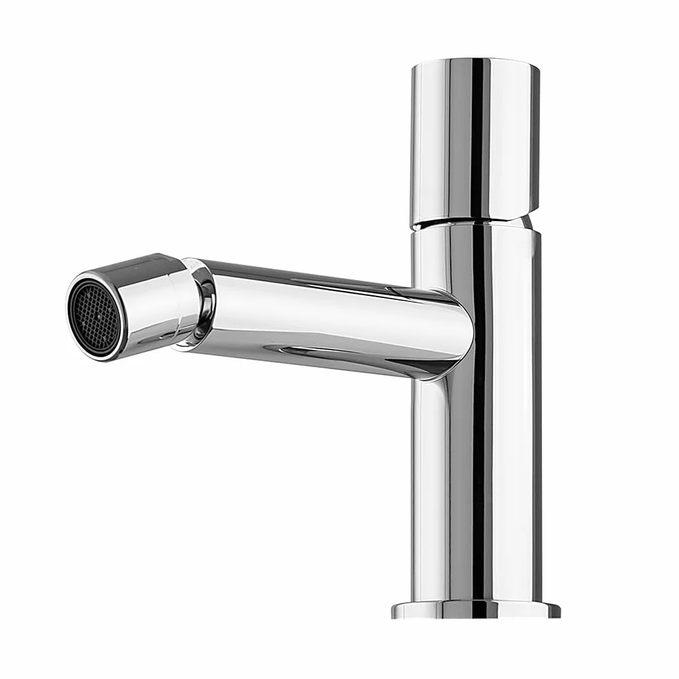 Set miscelatori lavabo alto e bidet cromo in acciaio inox, manopola rotante e indicatori per l’acqua, GEMINI