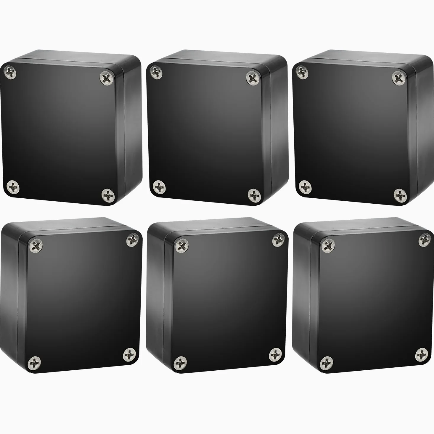6pezzi Scatole di giunzione impermeabili, connettori per cavi elettrici esterni IP67, scatole di progetto in ABS, scatole di giunzione per cavi di prolunga (63x58x35mm, nero)