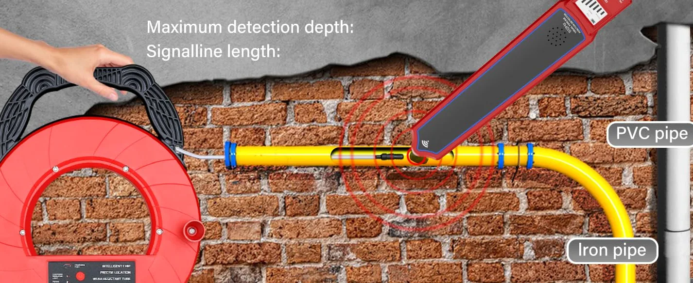Jectse Rilevatore di Intasamenti di Tubazioni, Localizzatore di Intasamenti di a Lunga Distanza Ad Alta Precisione da 2 M con 4 Sonde Impermeabili e Avviso Cicalino, per in PVC