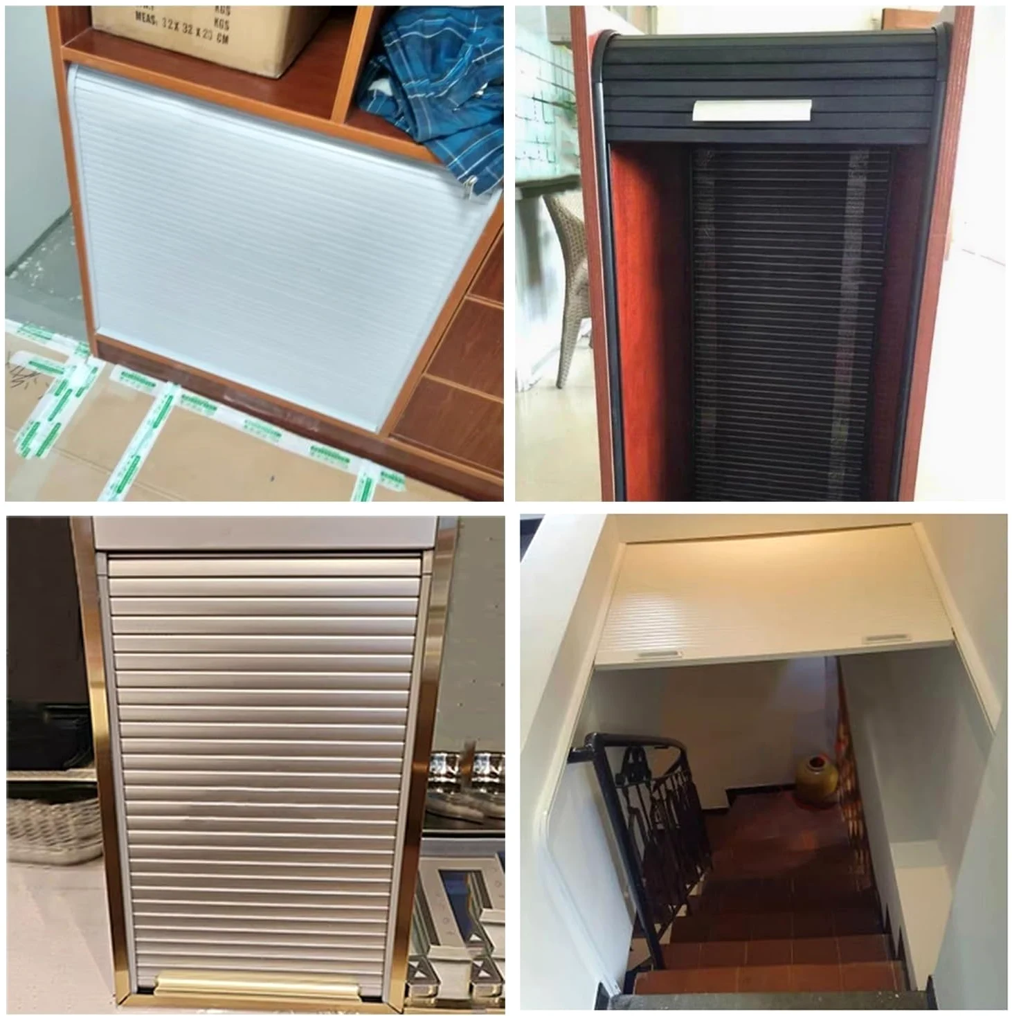 ZIMGOD Porta a Soffietto Anta Scorrevole a Serrandina Kit per Mobile da Cucina, Ante Pieghevoli per Armadio/Credenza/Guardaroba, Serranda Avvolgibile di Ricambio con Guide(Black,45x80cm (18x32))