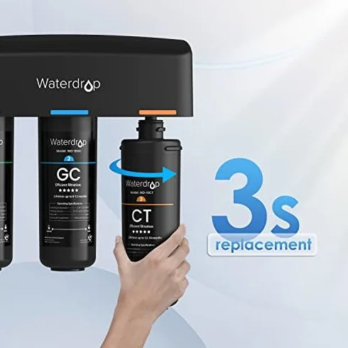 Waterdrop WD-10CT Filtro Acqua Sottolavello, Ricambio per Waterdrop TSA & TSB 3 Stadi Depuratore Acqua Domestico per Sotto Bancone