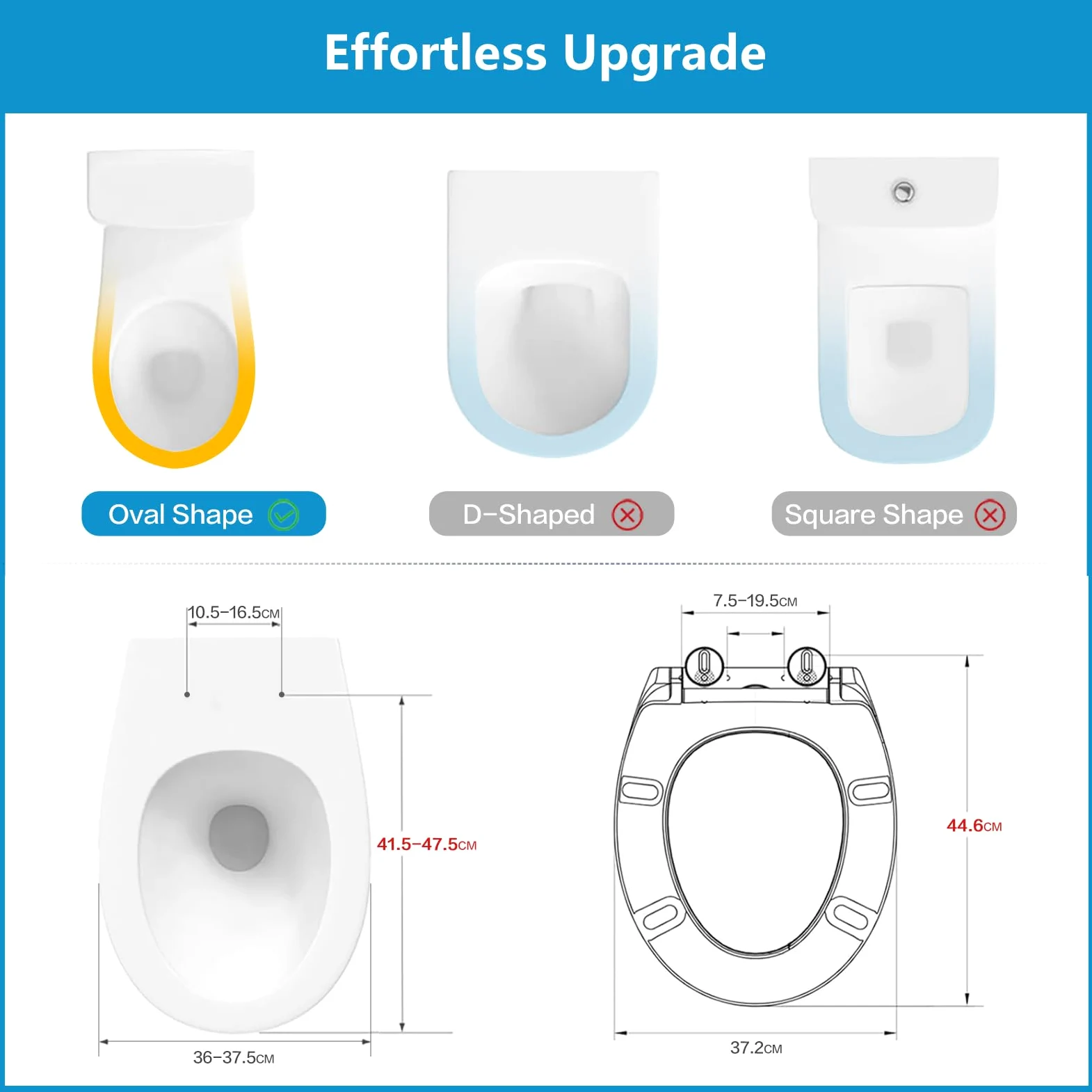 YEAUPE PRO Tavoletta wc Universali O Forma,Sedile WC Urea-Formaldeide Chiusura Ammortizzata tavoletta wc con Sgancio Rapido a un Pulsante, Bianco 44,6 * 37,5 * 5,2CM