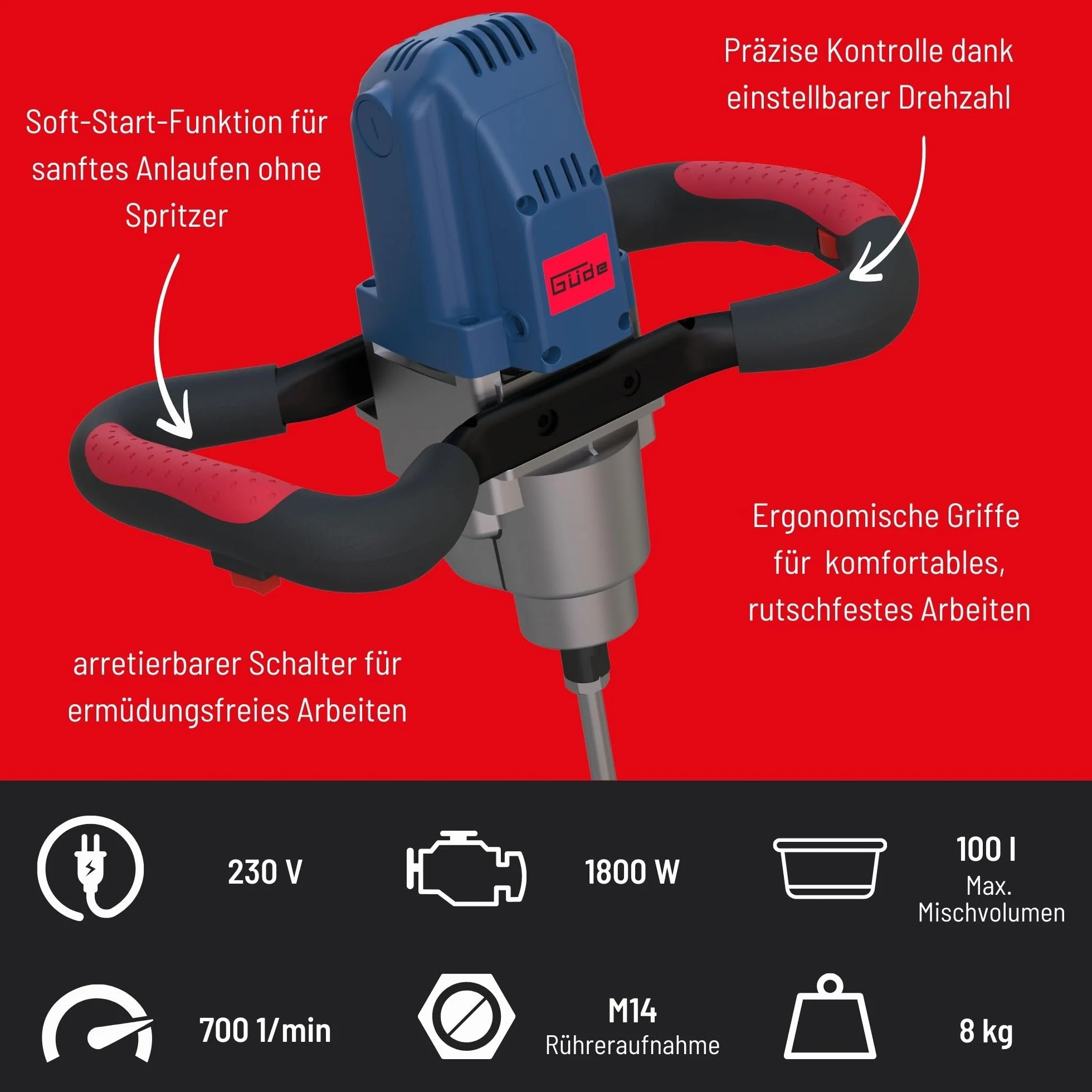 Güde Agitatore GRW 1800, 1800 W, 140 mm, 58048