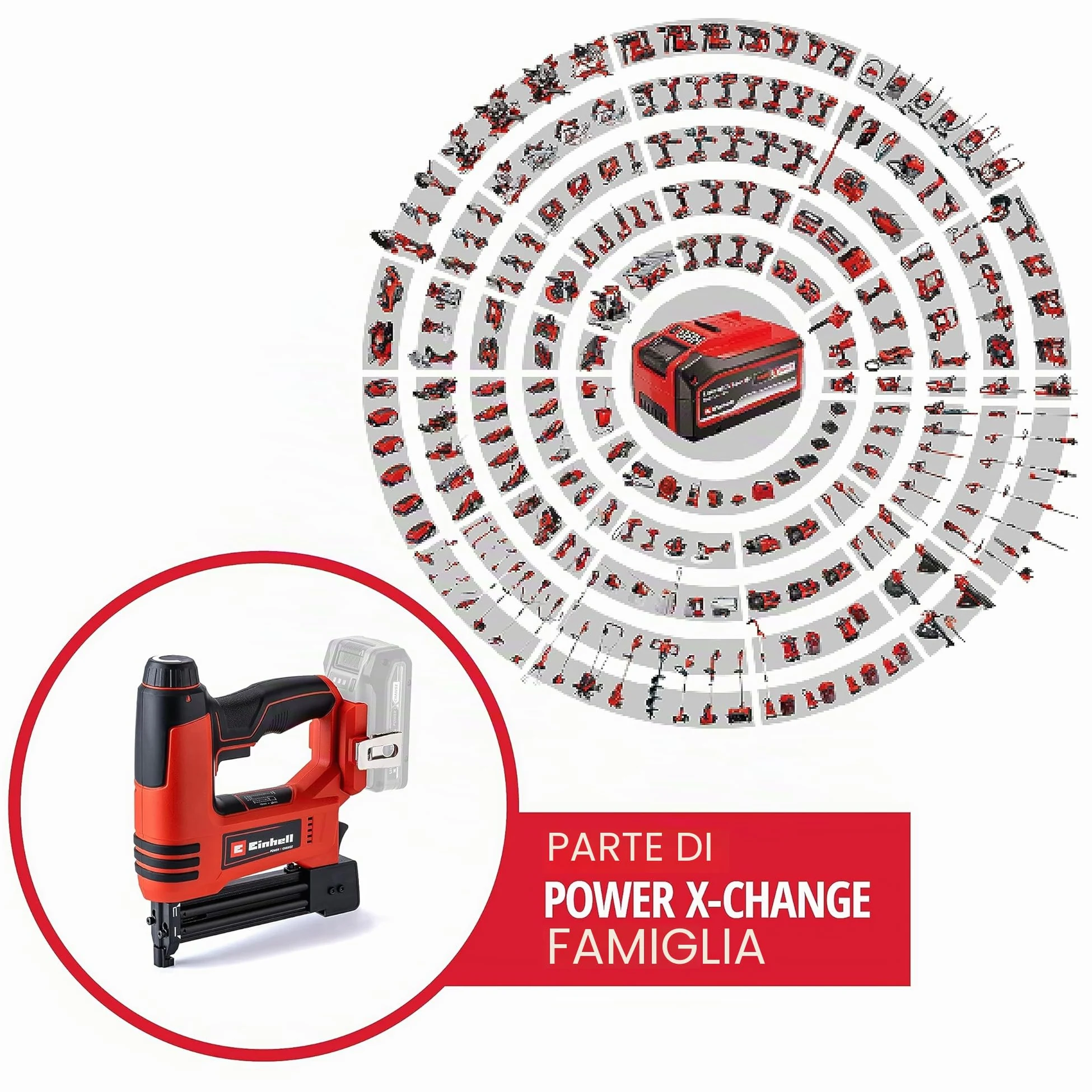 Einhell Graffettatrice TE-CN 18 Li - Solo Power X-Change (ioni di litio, 18 V, sparachiodi e graffettatrice, max 20 colpi al min, incl. 300 chiodi e 300 graf., no batteria, no caricabatteria)