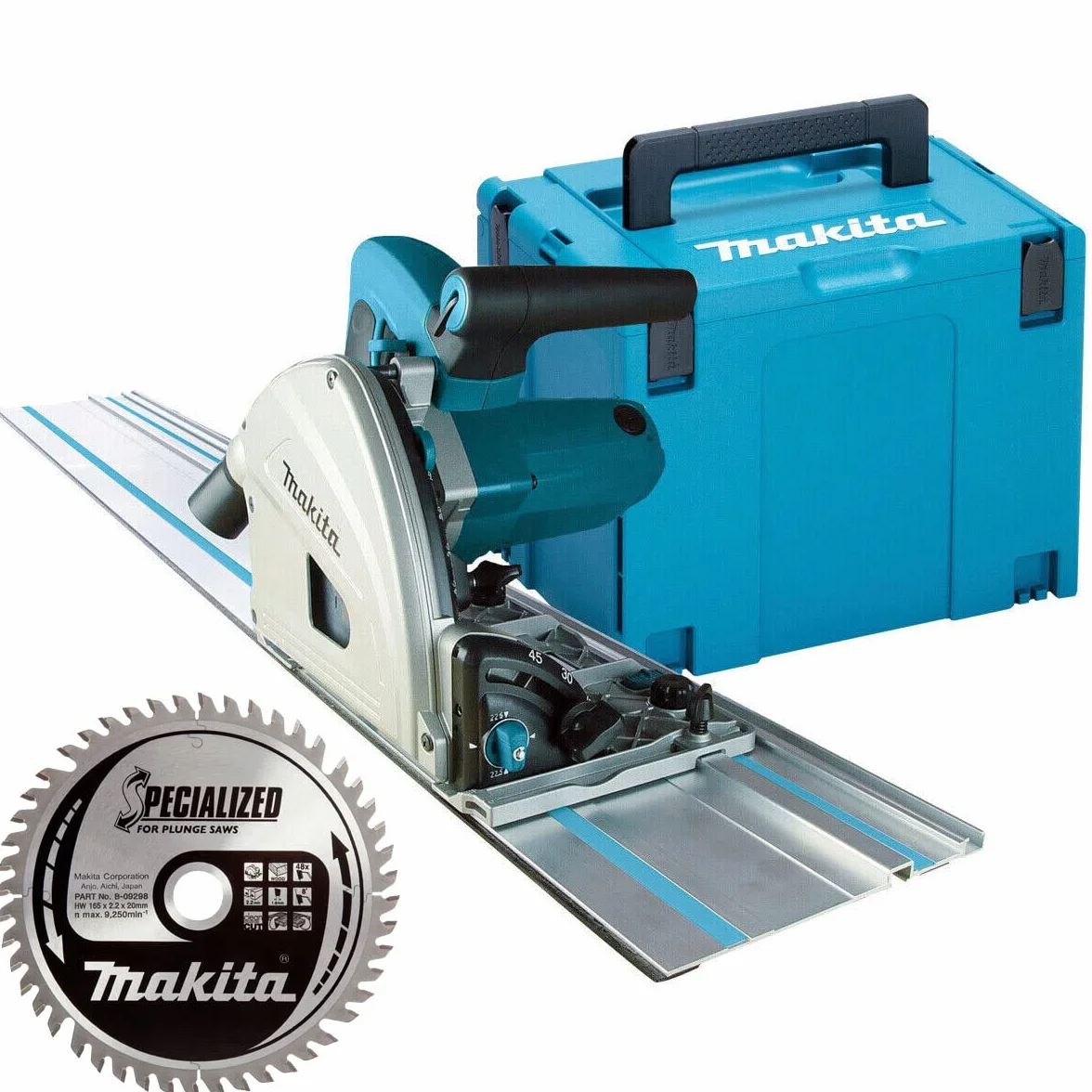 Makita - Sega a immersione da 165 mm, 240 V, guida da 1,5 m, custodia e lama 48T, SP6000J1