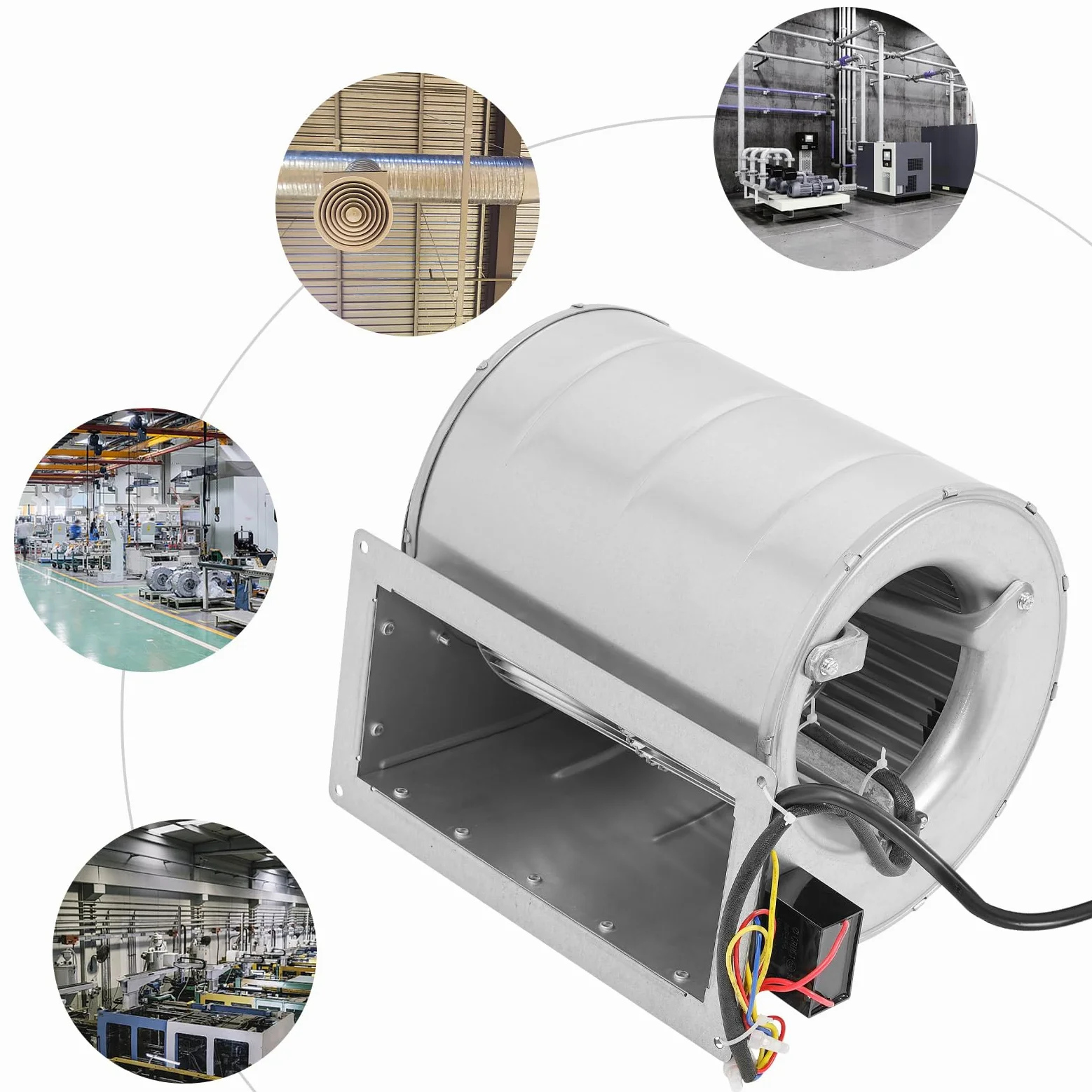 Ventilatore radiale con doppia aspirazione 150 W AC 220 V – girante Ø 146 mm, per aspirazione, ventilazione, officina e macchinari