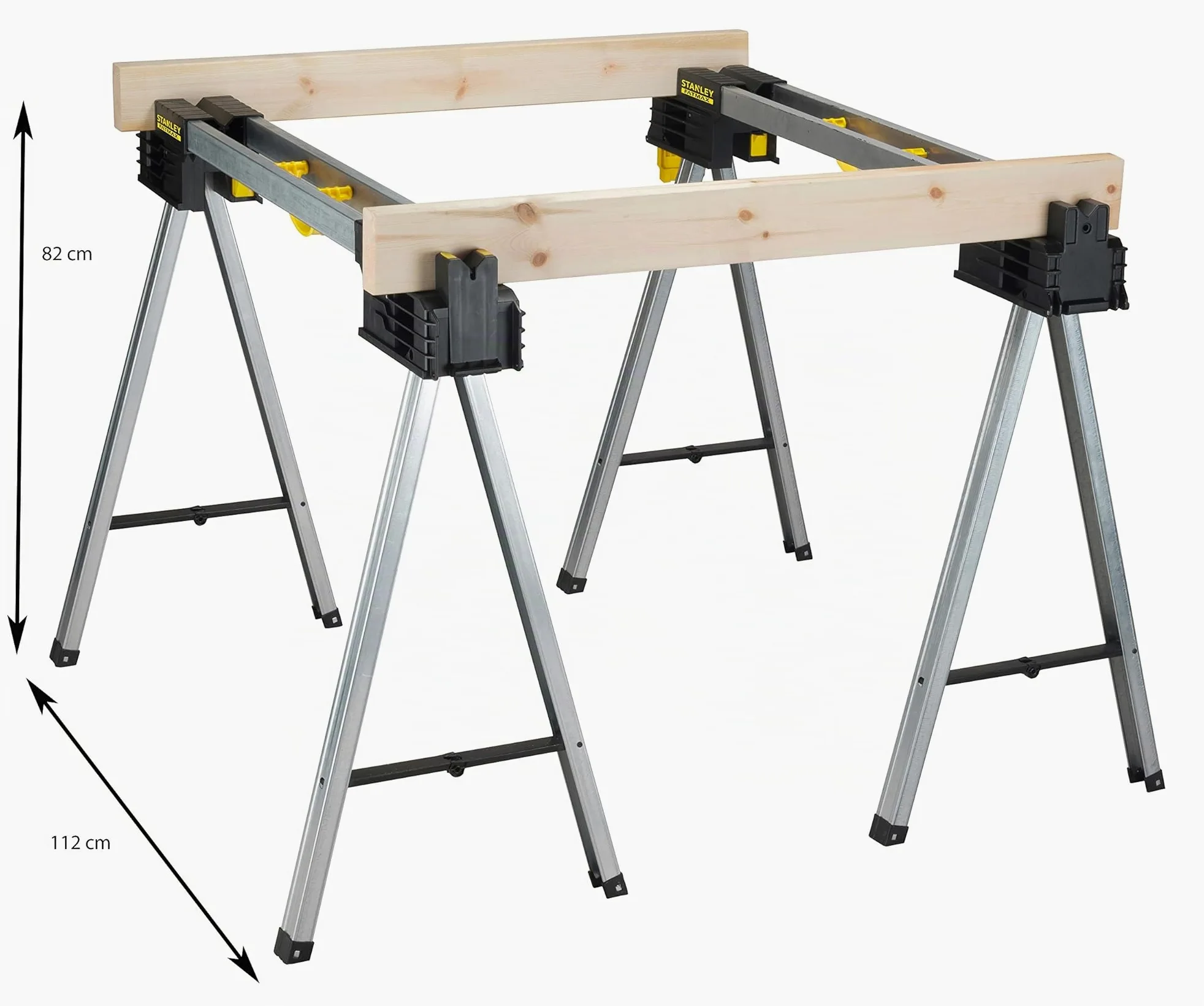 STANLEY FATMAX 900kg Cavalletto pieghevole in metallo (coppia) - Soluzione portatile e durevole per banco da lavoro con gambe in metallo, FMST1-75673
