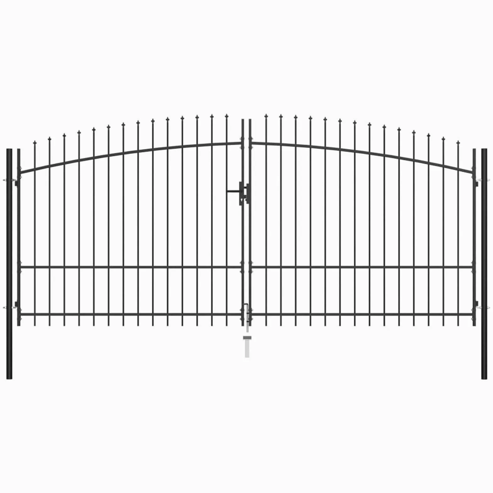 Cancello Doppio Giardino Esterno con Punte a Lancia Cacello per Recinzione Cancello in Metallo Cancello da Esterno con Chiavi -400 x 225 cm