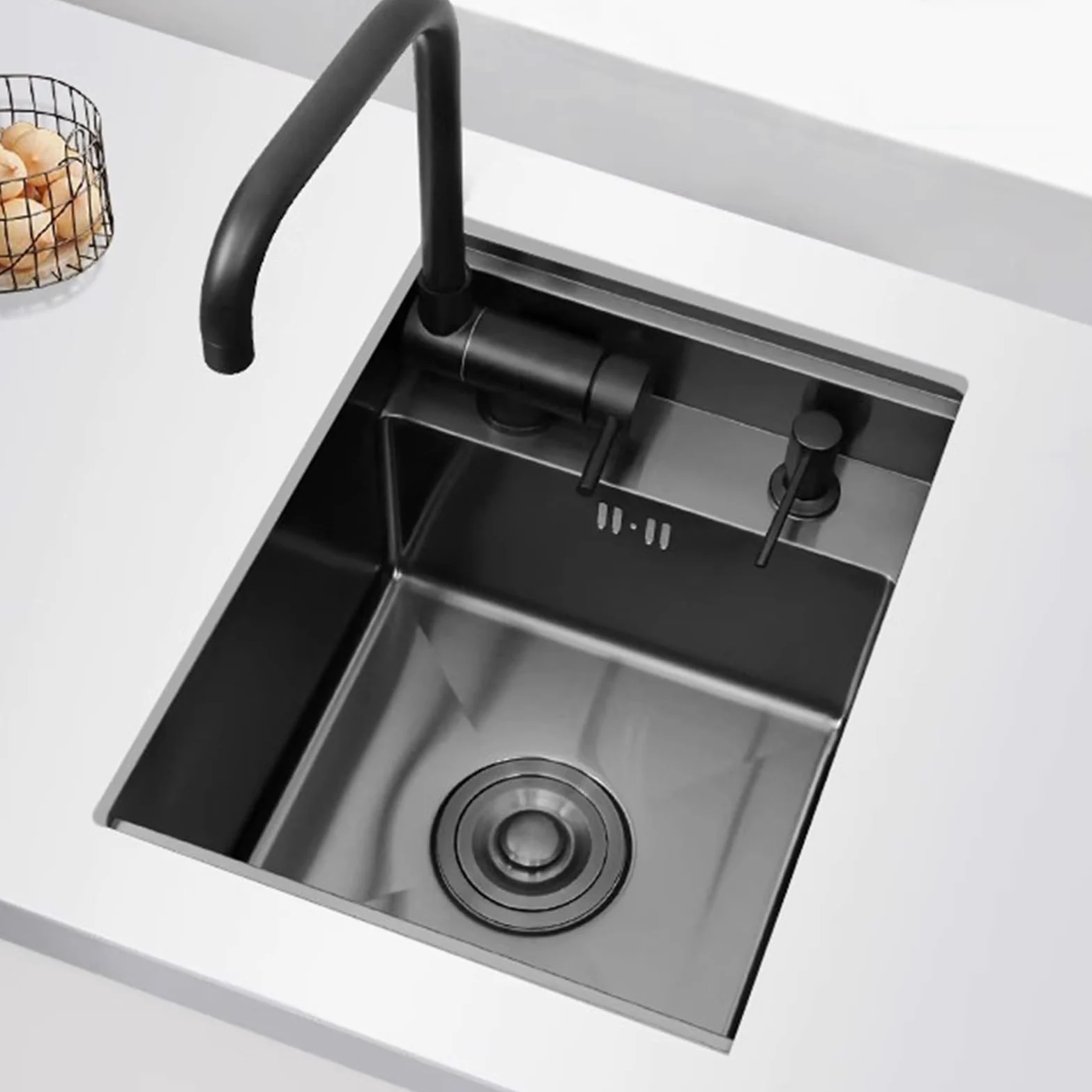 Lavello Da Bar Nero Con Coperchio Lavello Da Cucina A Scomparsa Con Coperchio Rubinetto Pieghevole Adatto Per Appartamento Camper E Roulotte