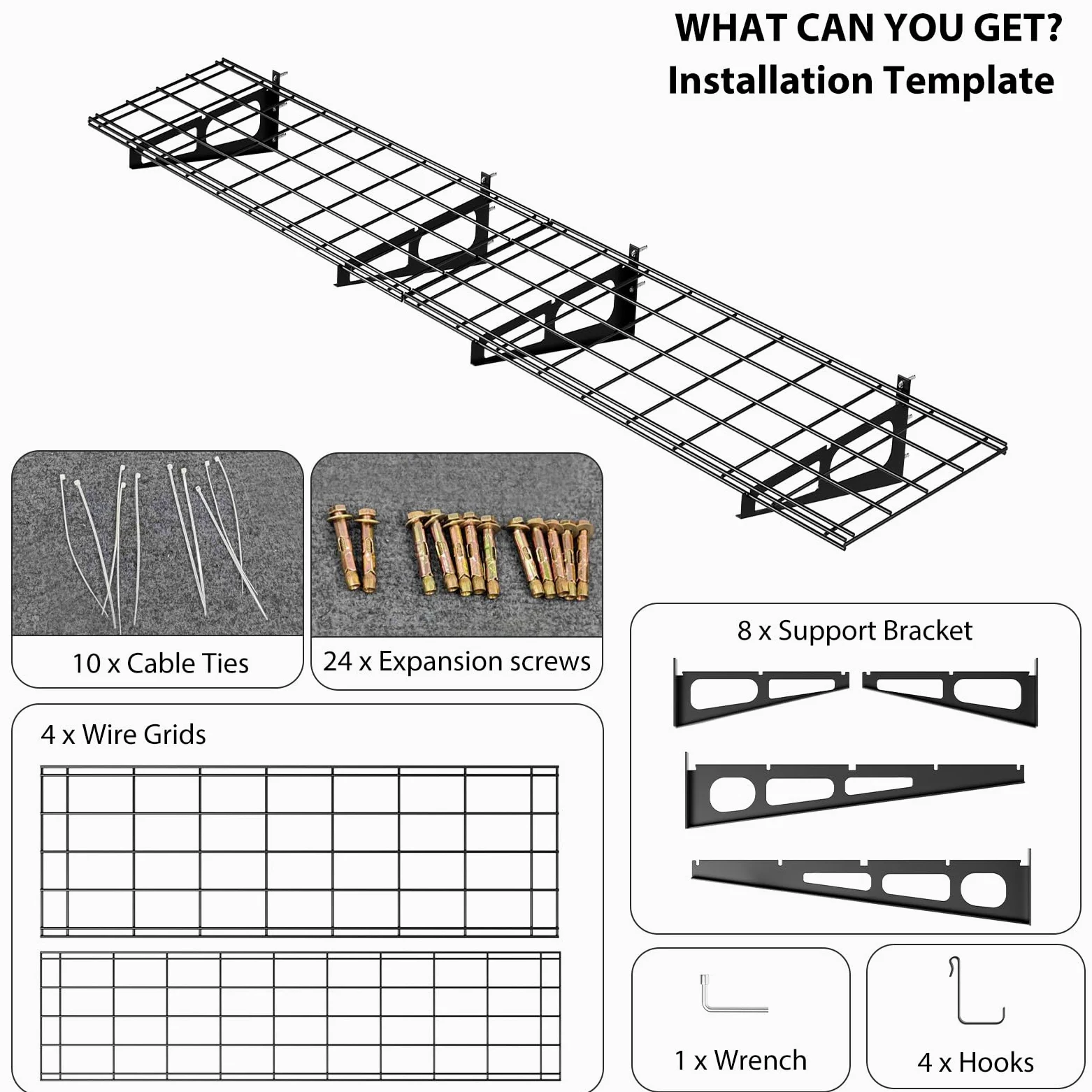 Set 2 Mensole Porta Attrezzi Da Parete Per Garage – Scaffali Industriali in Metallo, Portata 800kg – Ideale Per Officina, Magazzino, Cantina – Organizzazione Spazi, 2x4/2x6 ft