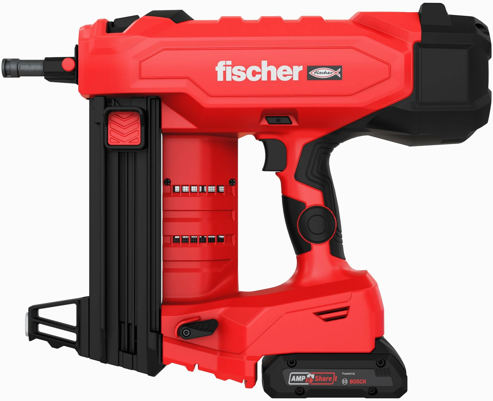 fischer Set di chiodi per calcestruzzo a batteria FXC 85, senza gas, AMPShare Alliance, con regolazione della profondità, per 500 chiodi per carica, con 2 batterie Bosch ProCore da 18 V e caricatore