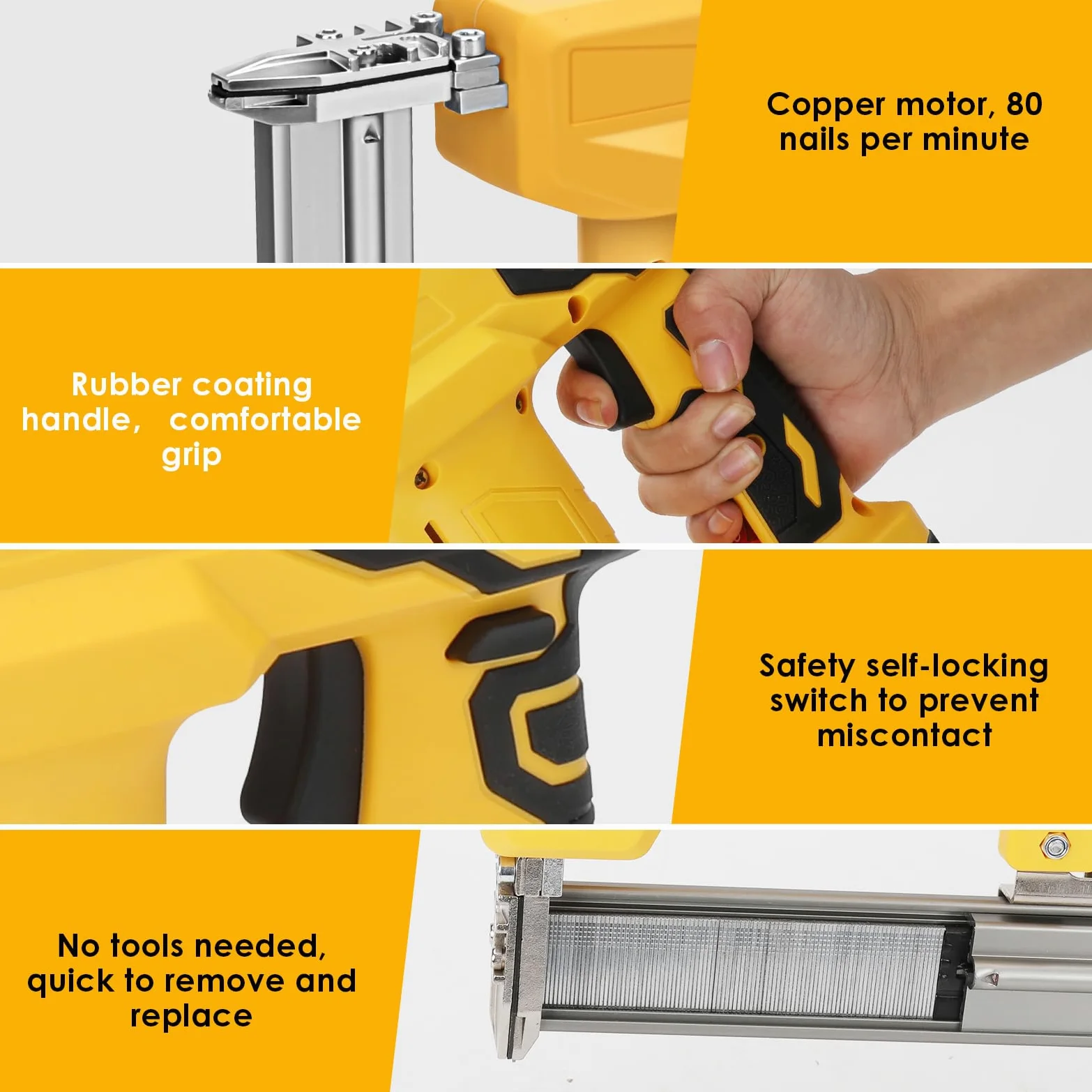 Pistola a batteria per unghie Dewalt 18 V 20 V Max batterie (senza batteria), 2 in 1, con 500 chiodi dritti e 500 chiodi a forma di U, per legno/tessuto/moquette