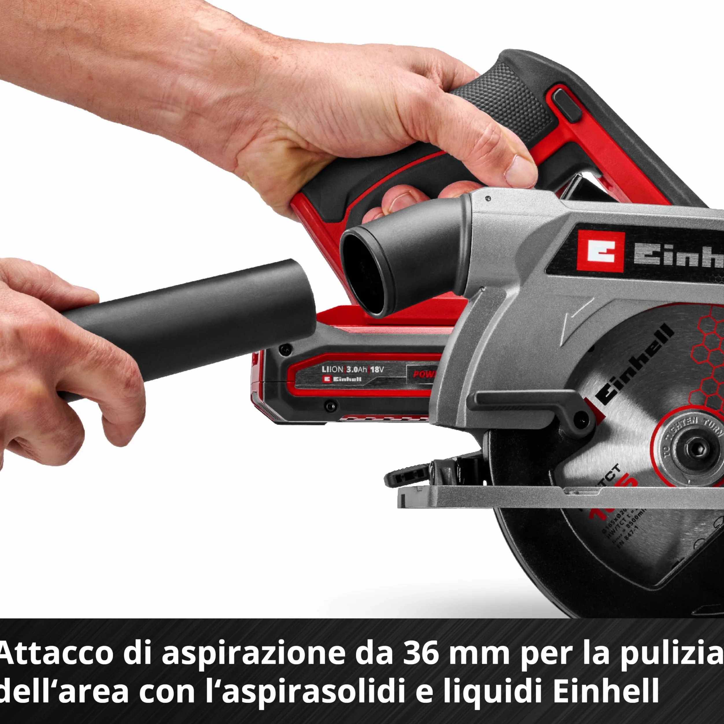 Einhell Professional Sega circolare TE-CS 18/165-2 Li - Solo Power X-Change (18 V, Ø 165 mm, lama, profondità di taglio 57 mm, installazione senza attrezzi, batteria esclusa)