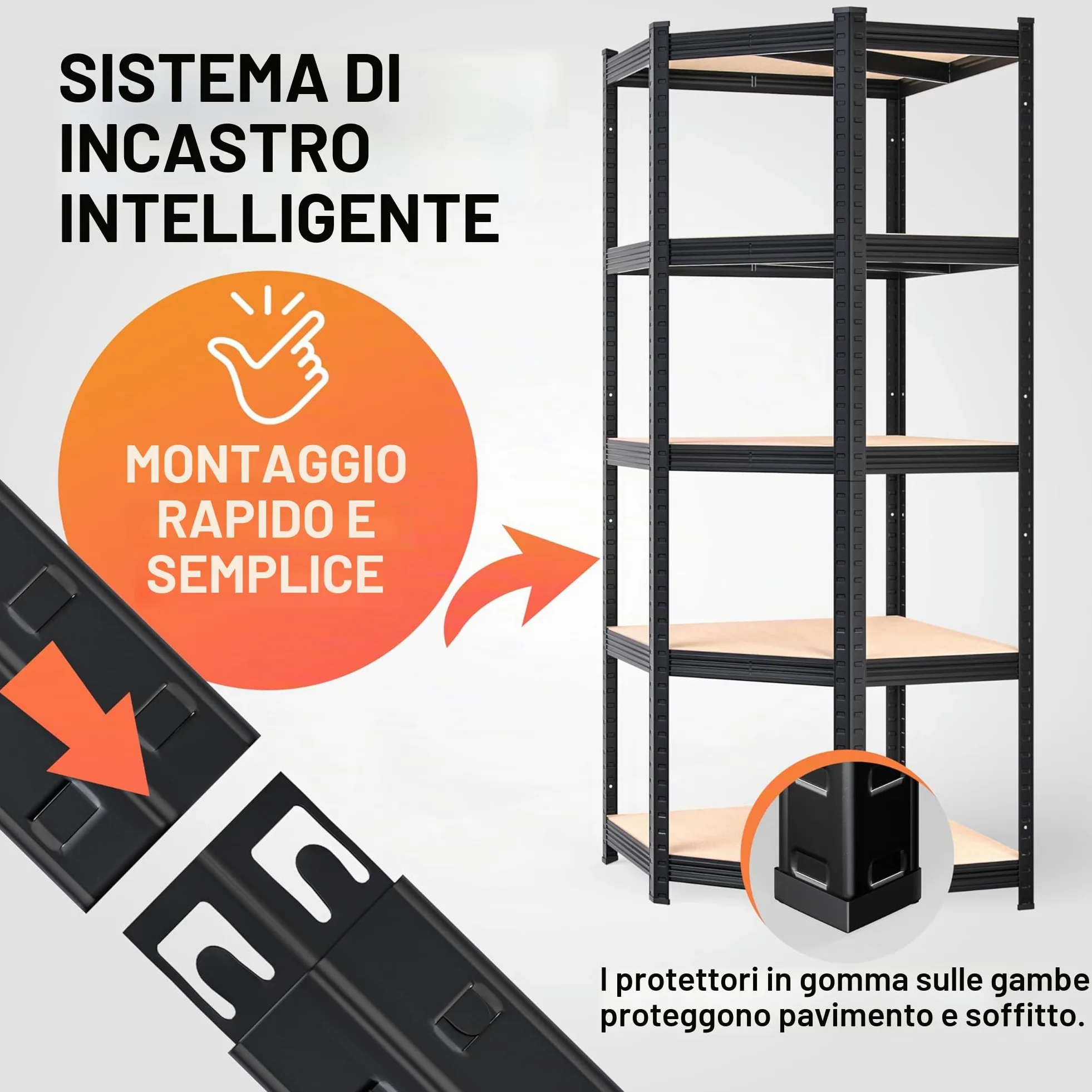 Monzana® Scaffale Angolare Metallo 2625kg 15 Ripiani MDF Scaffalatura Metallica Scaffale Alta Portata Angolo Scaffali