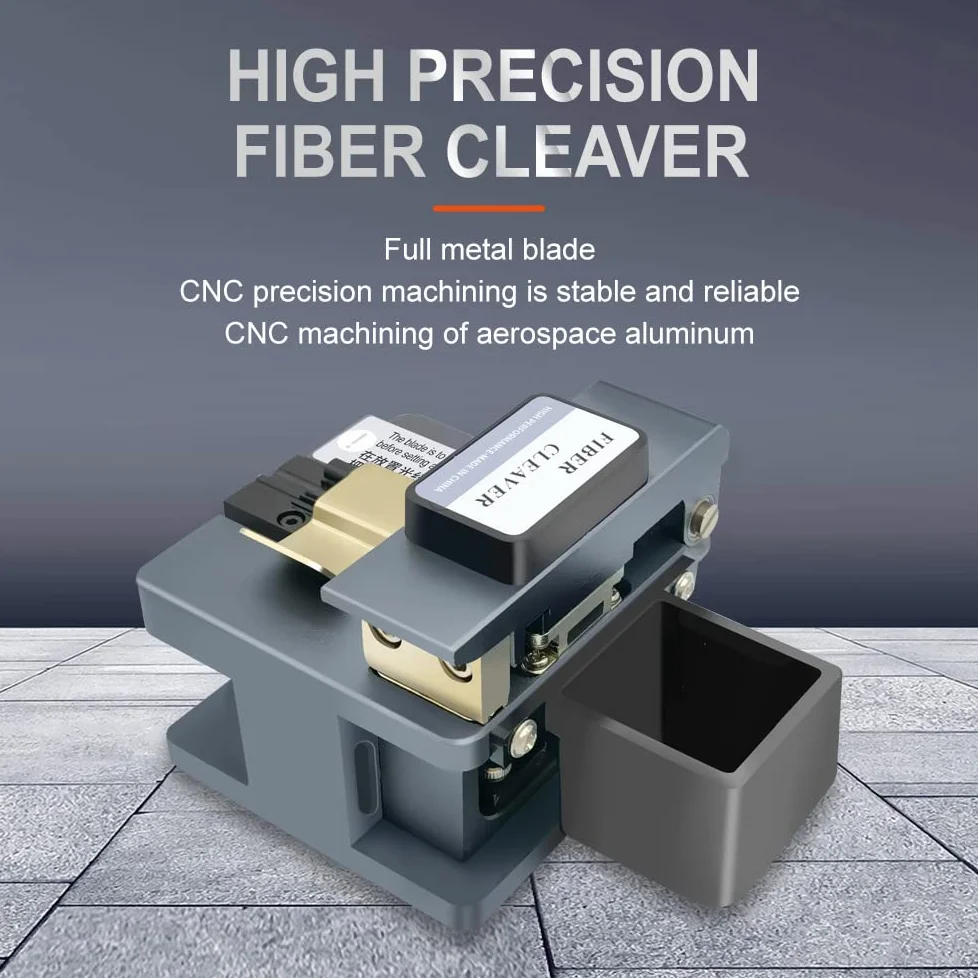 TM20 Fiber Cleaver Taglierina Fibra Ottica con 24 Punti di Cleaving da Precisione CNC Machining, Mannaia Fibra Ottica con Supporto per Fibra 3 in 1 e Materiale in Alluminio Aeronautico