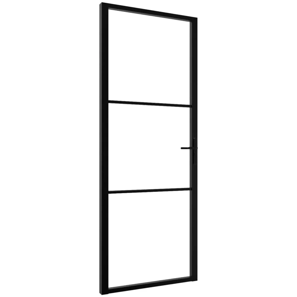 vidaXL Porta da Interno ESG Vetro e Alluminio 76x201,5 cm Nera