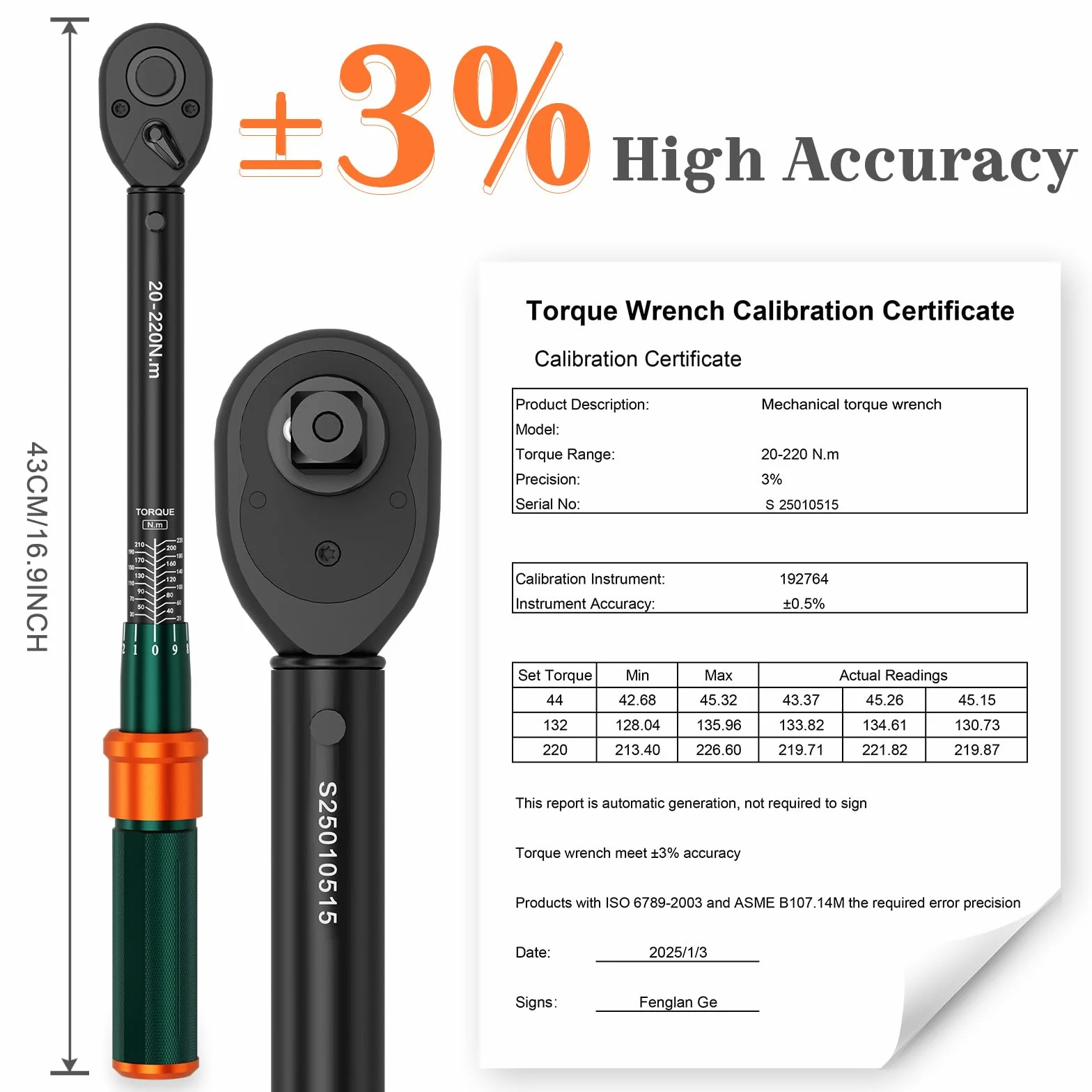 Chiave Dinamometrica 1/2, 20-220Nm, 72 Denti Cricchetto Reversibile Chiave Dinamometrica Auto, Precisione ± 3%, per Riparazione e Manutenzione di Moto, Auto, Camion