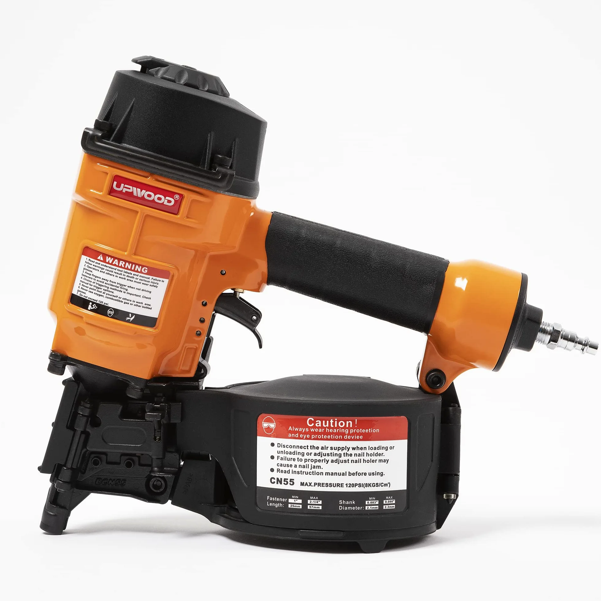 CN55 Chiodatrice pneumatica a bobina, pistola per chiodi a bobina da 1 pollice a 2-1/4 di pollice a 15 gradi Chiodatrice per recinzioni a tiro rapido Chiodatrice pneumatica per cornici a bobina