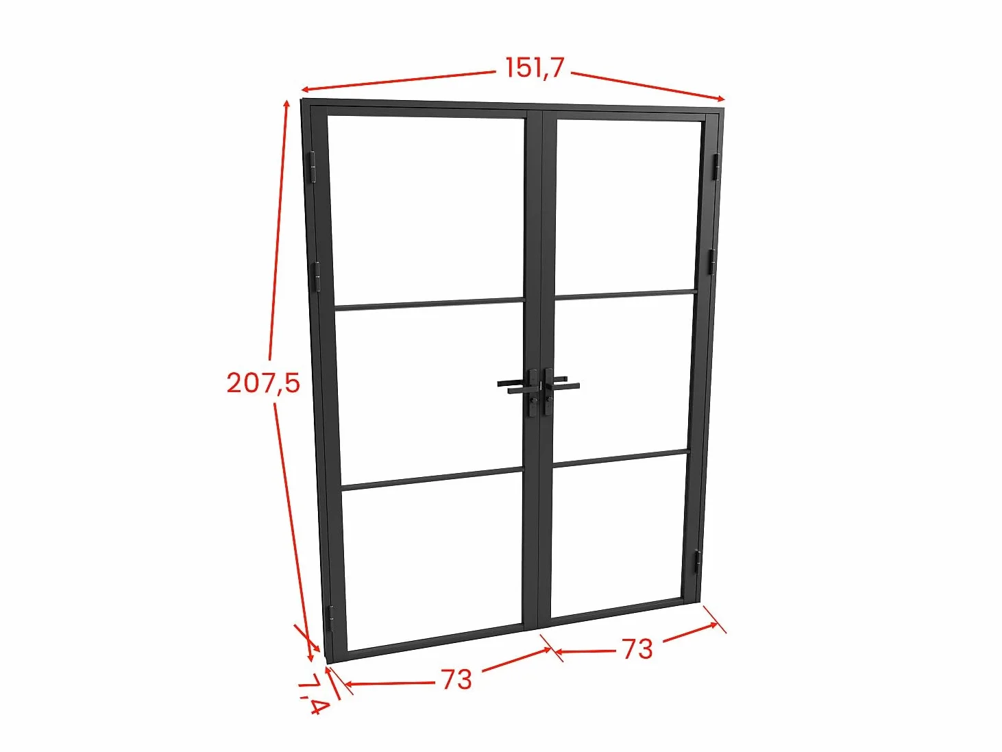 Vente-unique - Blocco porta reversibile a due battenti H204 cm x L146 cm in Alluminio e Vetro temperato - MASERU