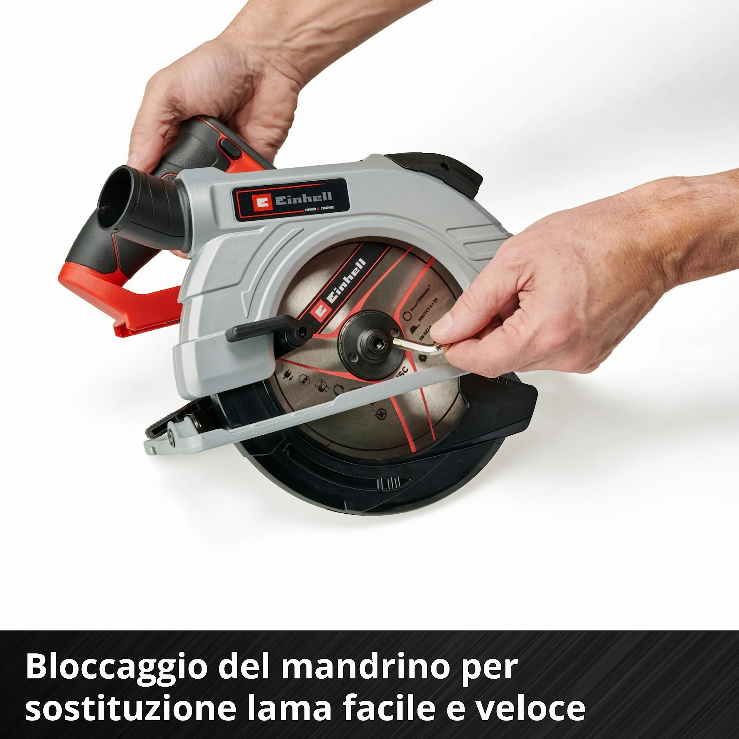 Einhell Sega circolare a batteria TE-CS 18/190 Li BL - Solo Power X-Change (18V, giri al min. 3800, lama Ø190 x Ø20,taglio max 65 mm, luce led, senza batteria e caricabatteria)