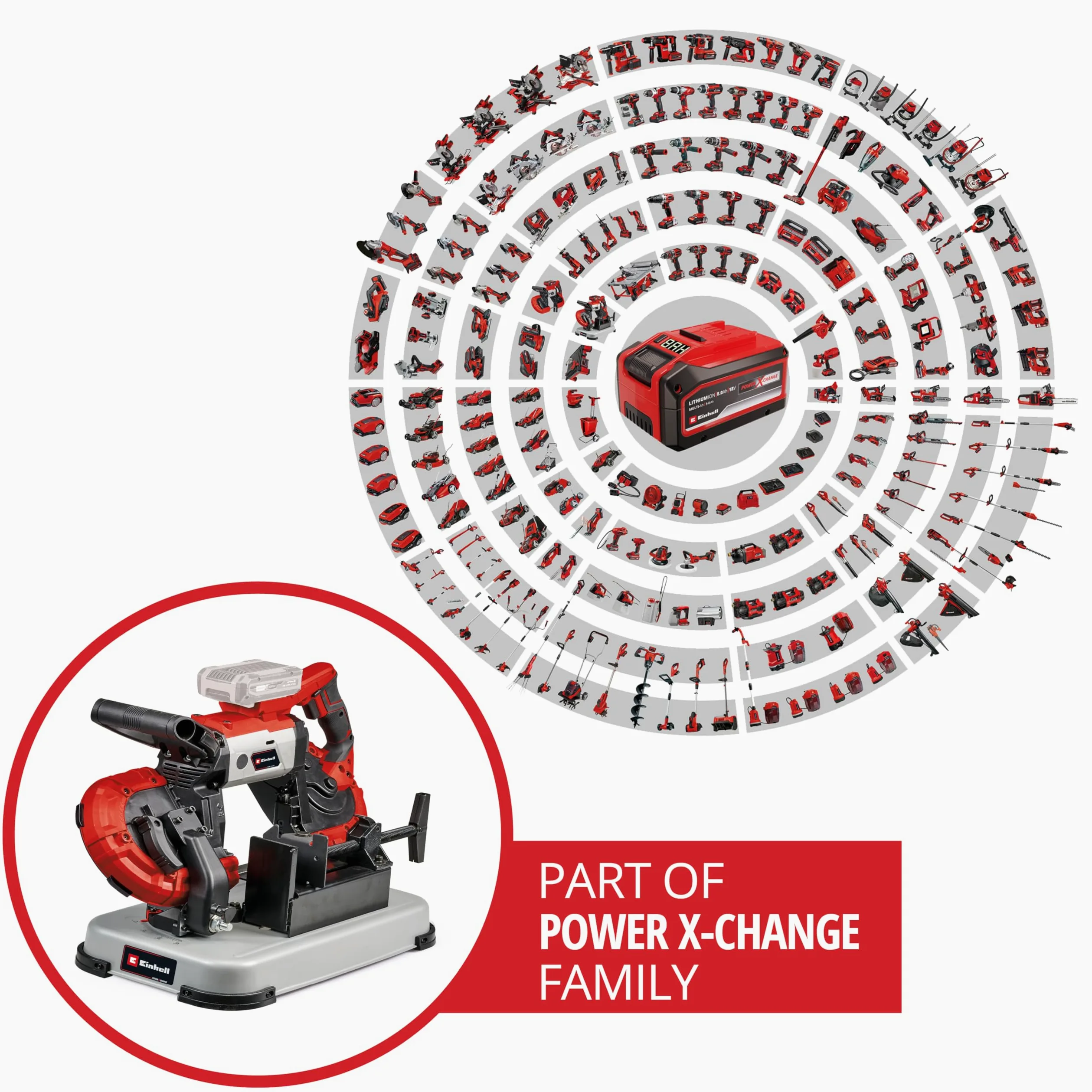 Einhell Sega a nastro per metallo a batteria TE-MB 18/127 U Li-Solo Power X-Change (18 V, altezza di taglio 115 mm, larghezza di taglio 127 mm, telaio inferiore, incl. 2 lame a nastro, senza batteria)