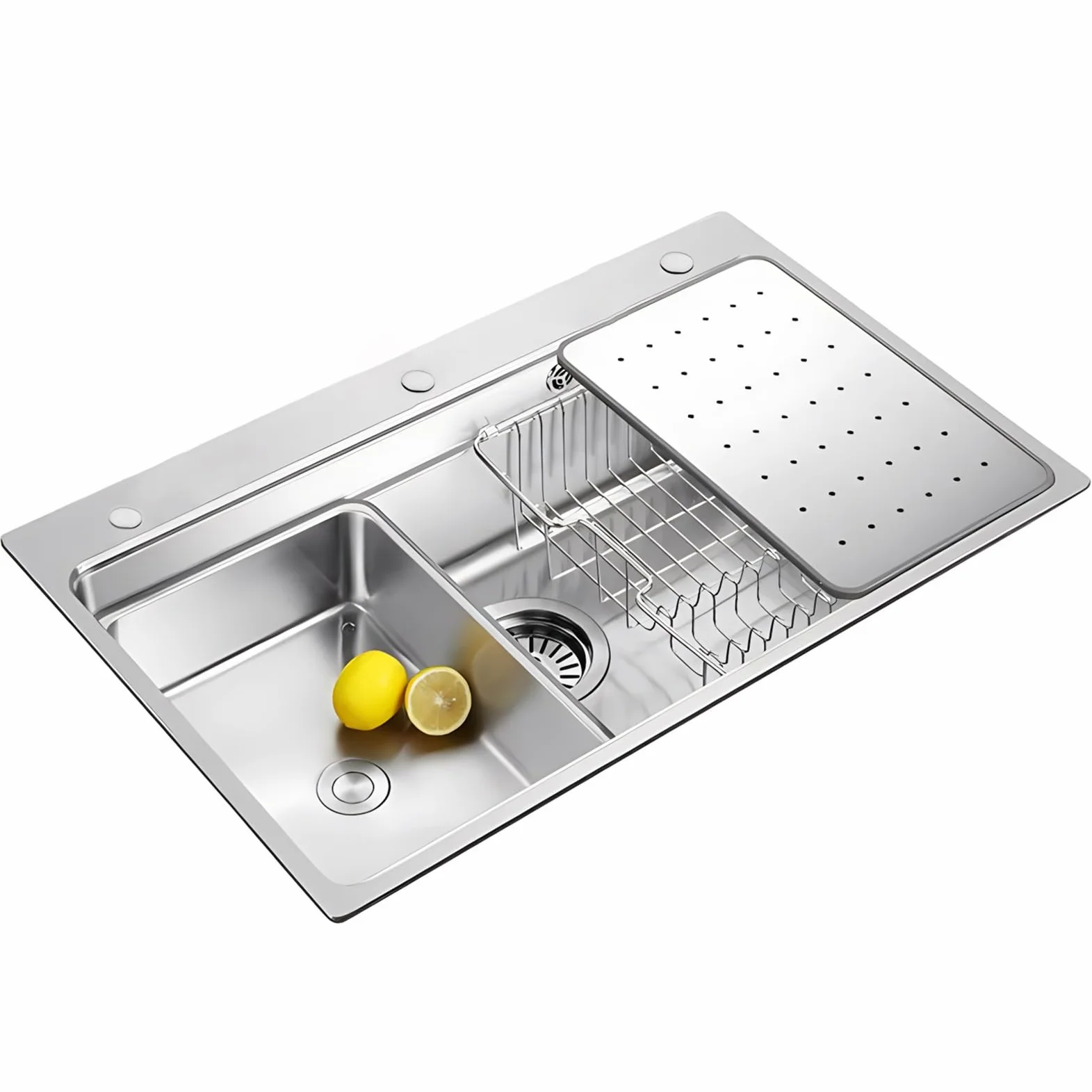 Lavello Da Cucina Multifunzione In Acciaio Inossidabile 304 Fatto A Mano, Lavello Da Cucina Grande A Una Vasca, Installazione A Filo O Soprapiano Con Vasca Rimovibile(70x50x21.5cm)