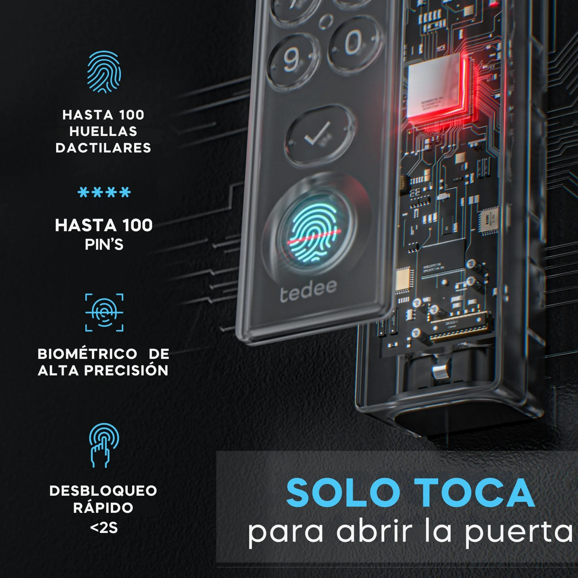 Tedee Keypad PRO Tastiera Biometrica per Serratura Smart | Impronta Digitale e Codice PIN | Senza Smartphone | Uso Esterno | Compatibile con GO2 e Tedee Pro | Bluetooth