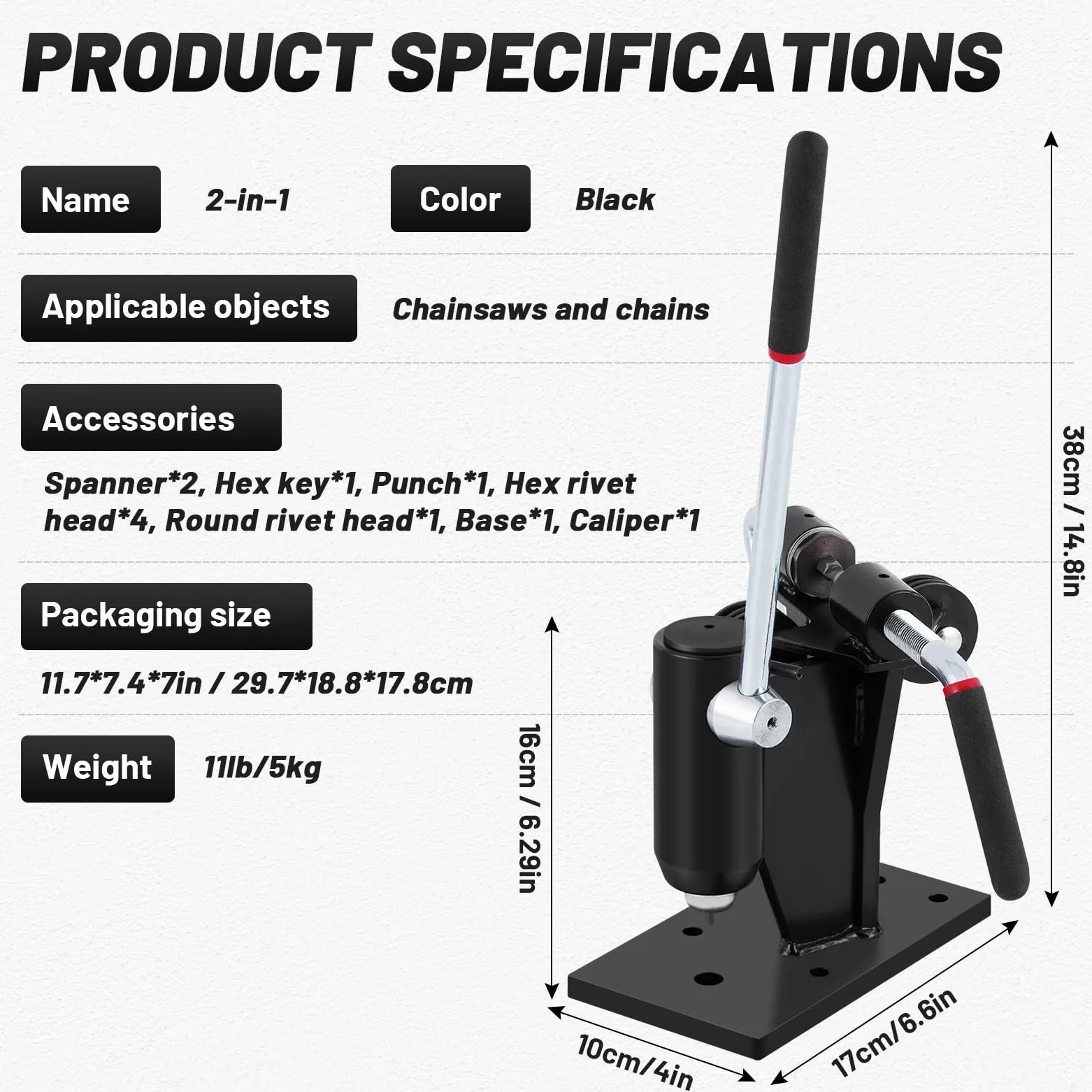 YUCHENGTECH 2 in 1 Spezzacatena e Rivettatore per Catene di Motoseghe Set di Rivettatrice per Catena di Motosega per Tutte le Catene Motoseghe