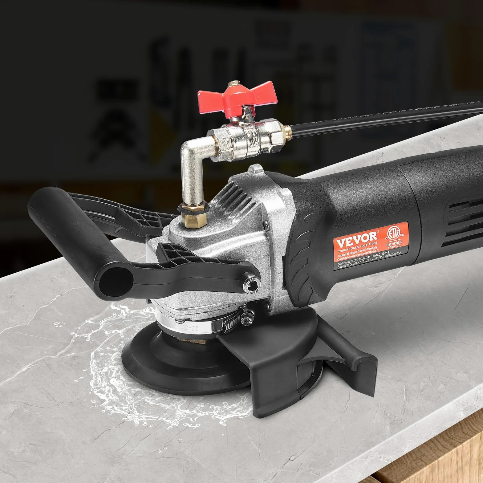 VEVOR Lucidatrice a Umido 800 W, Lucidatrice per Calcestruzzo da 100 mm 6 Velocità Regolabile 7 Tamponi per Lucidatura 1000-4000 giri/min, Interruttore GFCI, per Marmo, Pietra, Roccia, Piastrelle