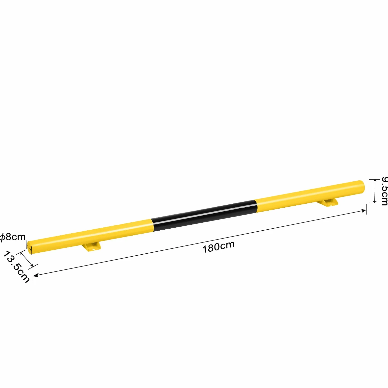 NAIZY Fermaruota 2 Pezzi in Metallo Limitatore di Parcheggio 180x8x9 cm Segnalazione di Parcheggio con Vite di Dilatazione Blocco Parcheggio Nero e Giallo Limitazione Parcheggio Ausilio per il