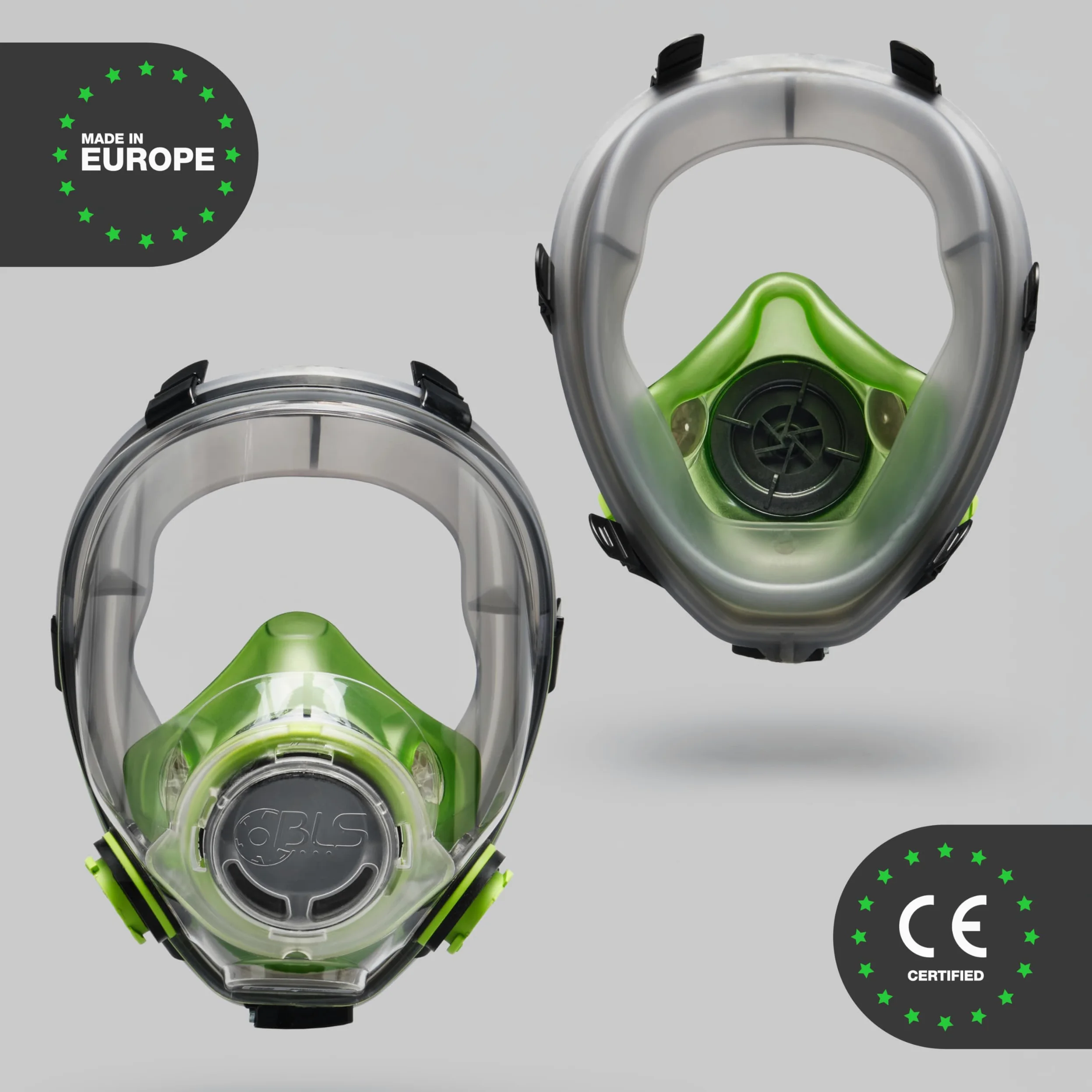 BLS 5600 con filtri 222 ABEK1P3 R D Maschera Intera con Guarnizione in TPE e 2 Filtri Sostituibili 222 ABEK1P3 con Attacco a Baionetta b-lock. Per Gas/Vapori, Polveri Tossiche, Acidi e Ammoniaca