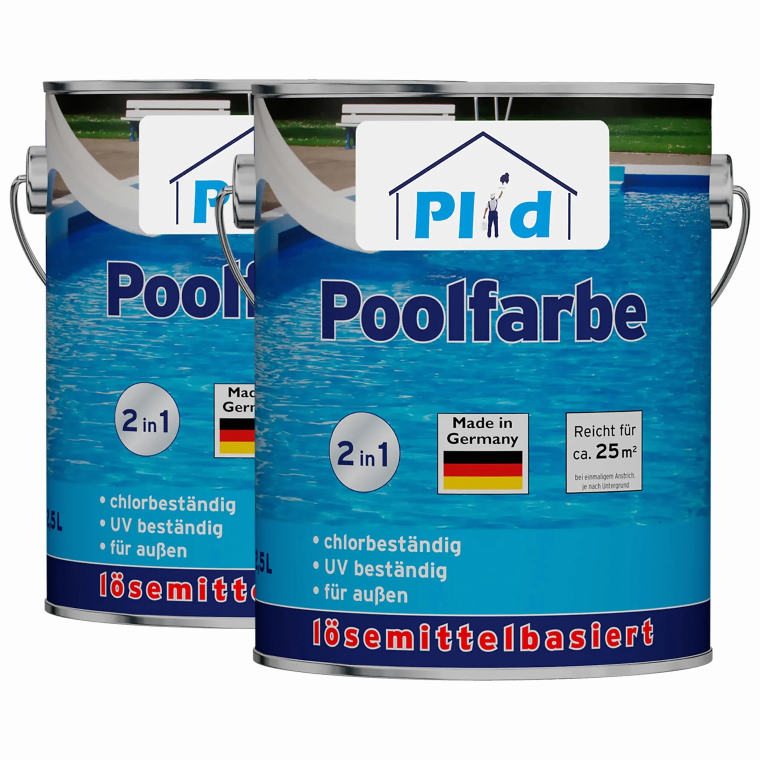 Plid® Vernice per piscina per cemento, colore blu semilucido, 5 l, resistente agli agenti chimici, colore subacqueo, ad asciugatura rapida e antigraffio, elevata stabilità dei colori e lucentezza,