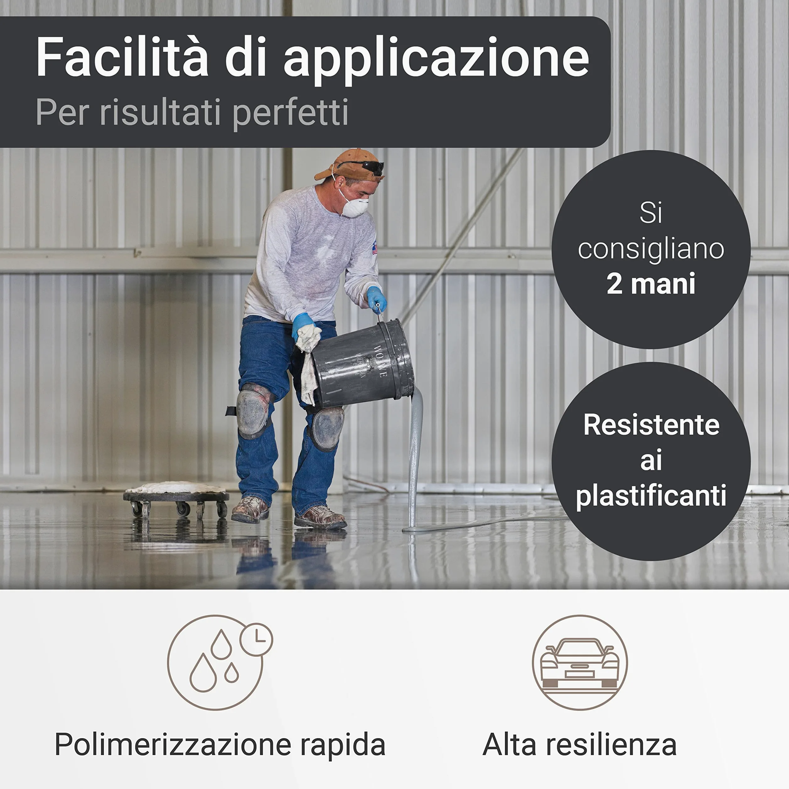 WO-WE Vernice in resina epossidica rivestimento per garage pavimenti OPACO W702 Grigio platino RAL7036-10kg