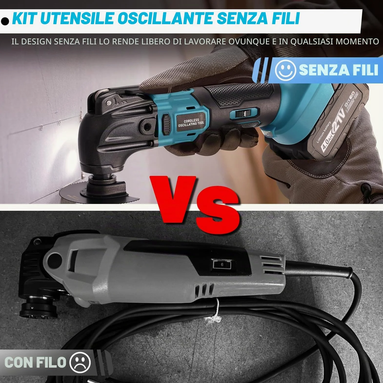 YEARTOP Strumento Multifunzione a Batteria con 2 Batterie da 4000 mAh