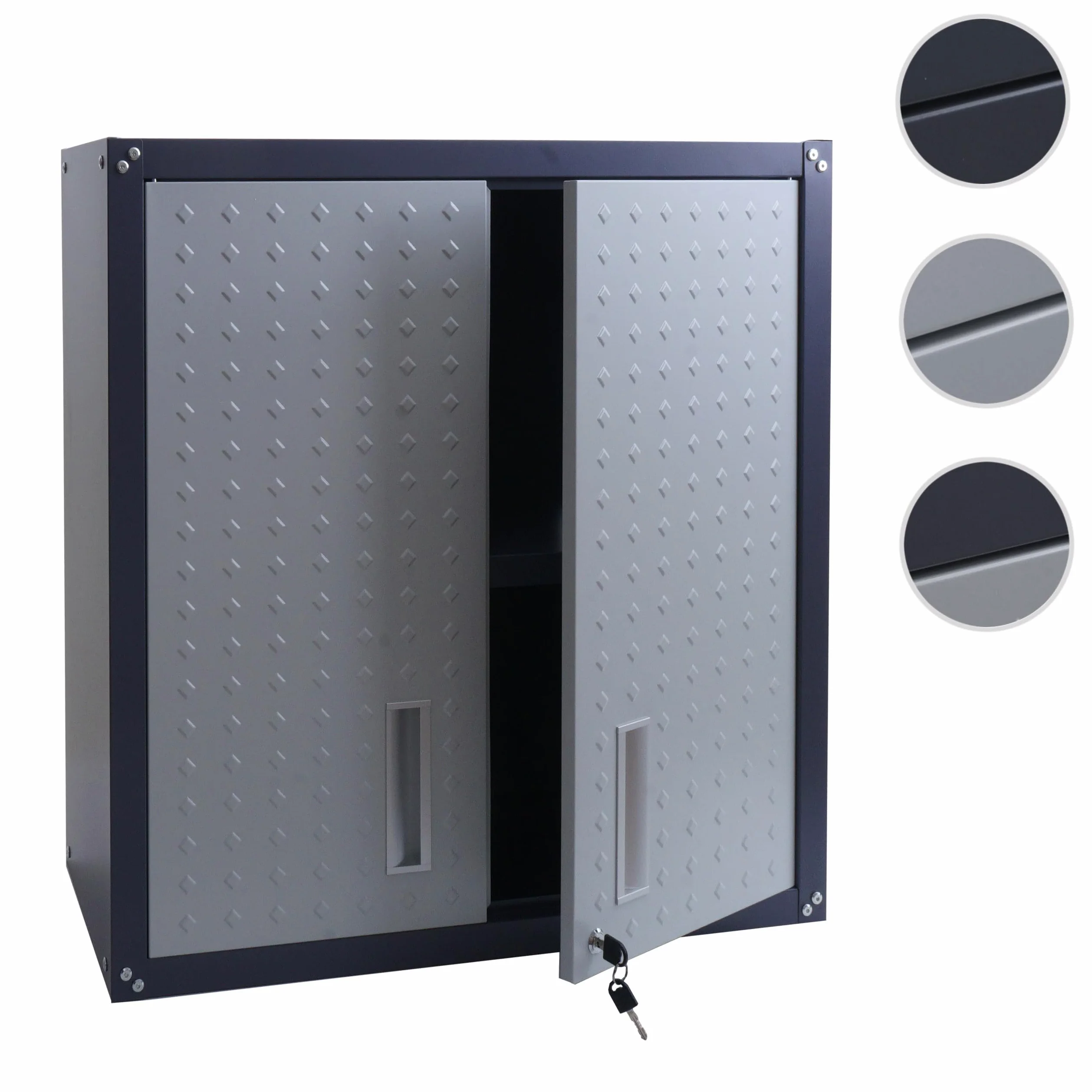 Mendler Armadio pensile HWC-O52, armadietto a muro, garage, con serratura, in acciaio 77x77x31cm - grigio chiaro/grigio scuro