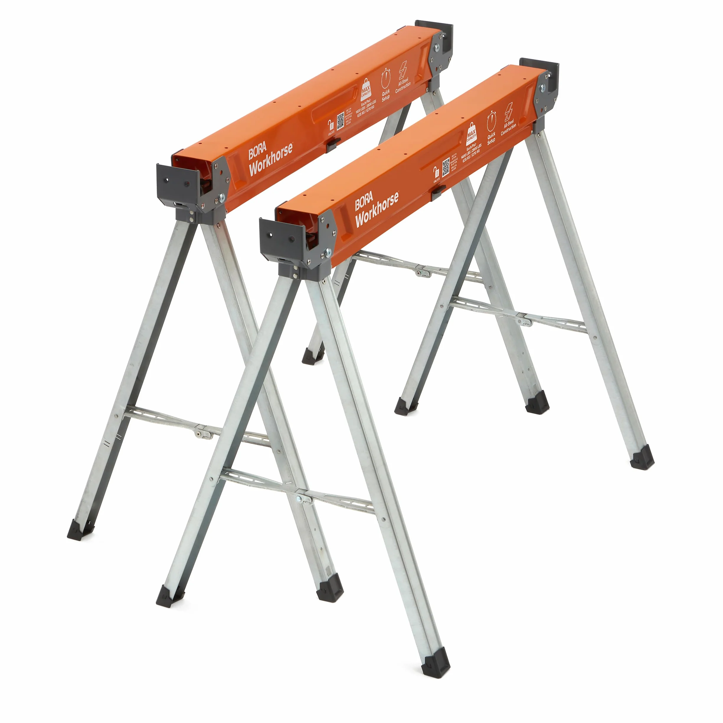 BORA Workhorse PM-3350T – Coppia Cavalletti da Lavoro Pieghevoli in Acciaio, 612 kg per Cavalletto, Uso Professionale