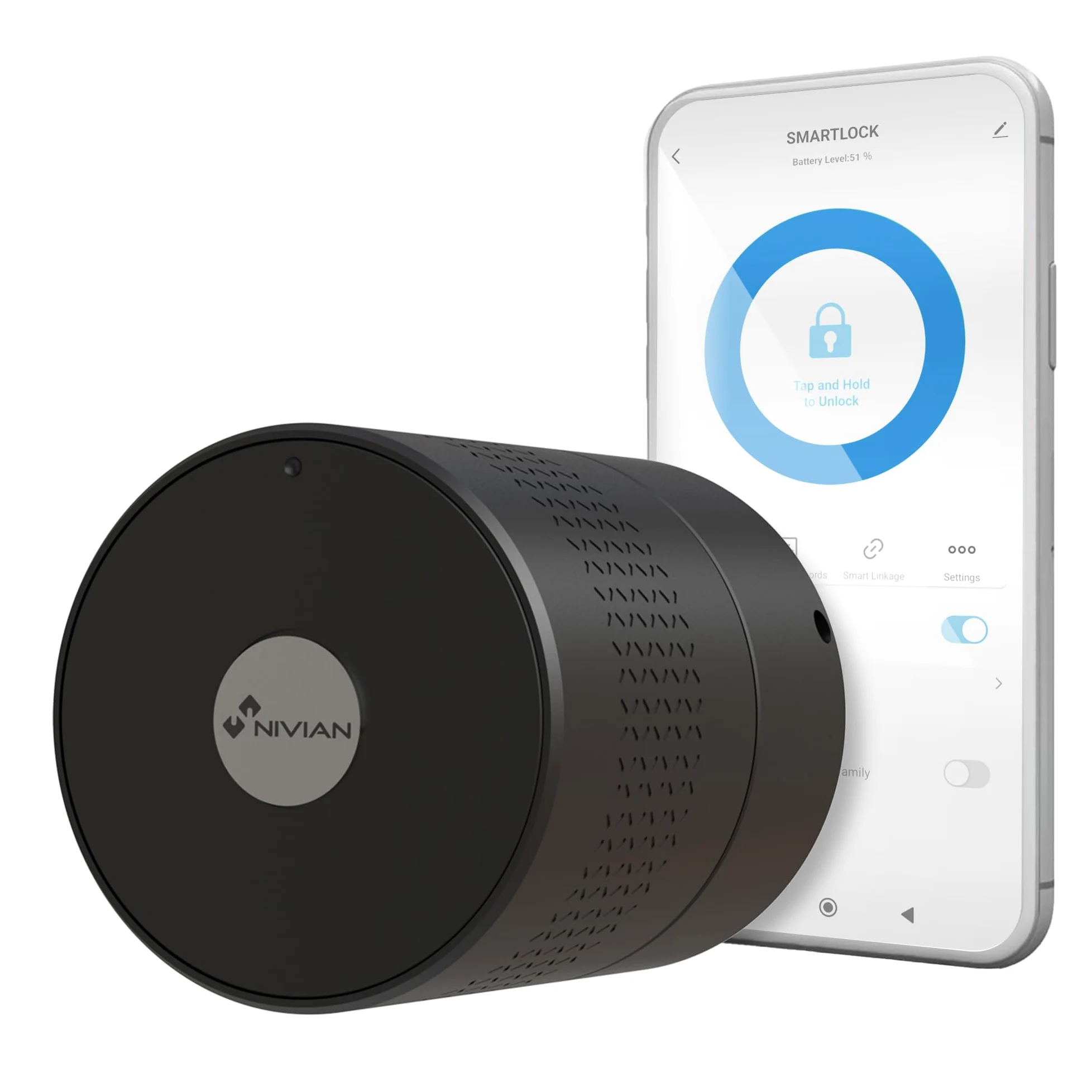 Nivian Serratura Smart Bluetooth- Smart lock con accesso remoto e apertura senza chiave- Creazione di chiavi virtuali per gli ospiti - Funzione di chiusura automatica per proteggere la casa